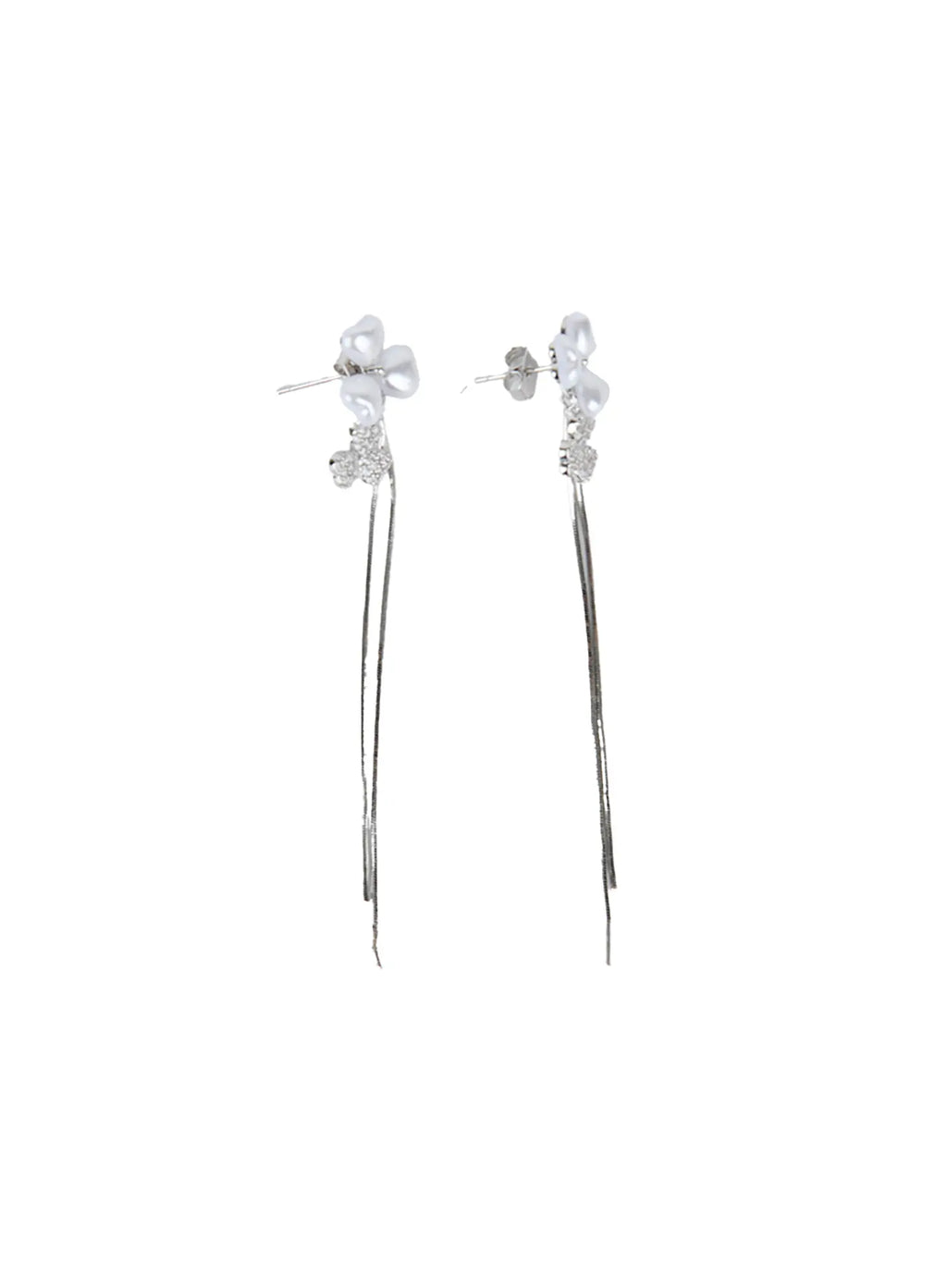 Heart Faux-Pearl Clover Drop Earrings CG514