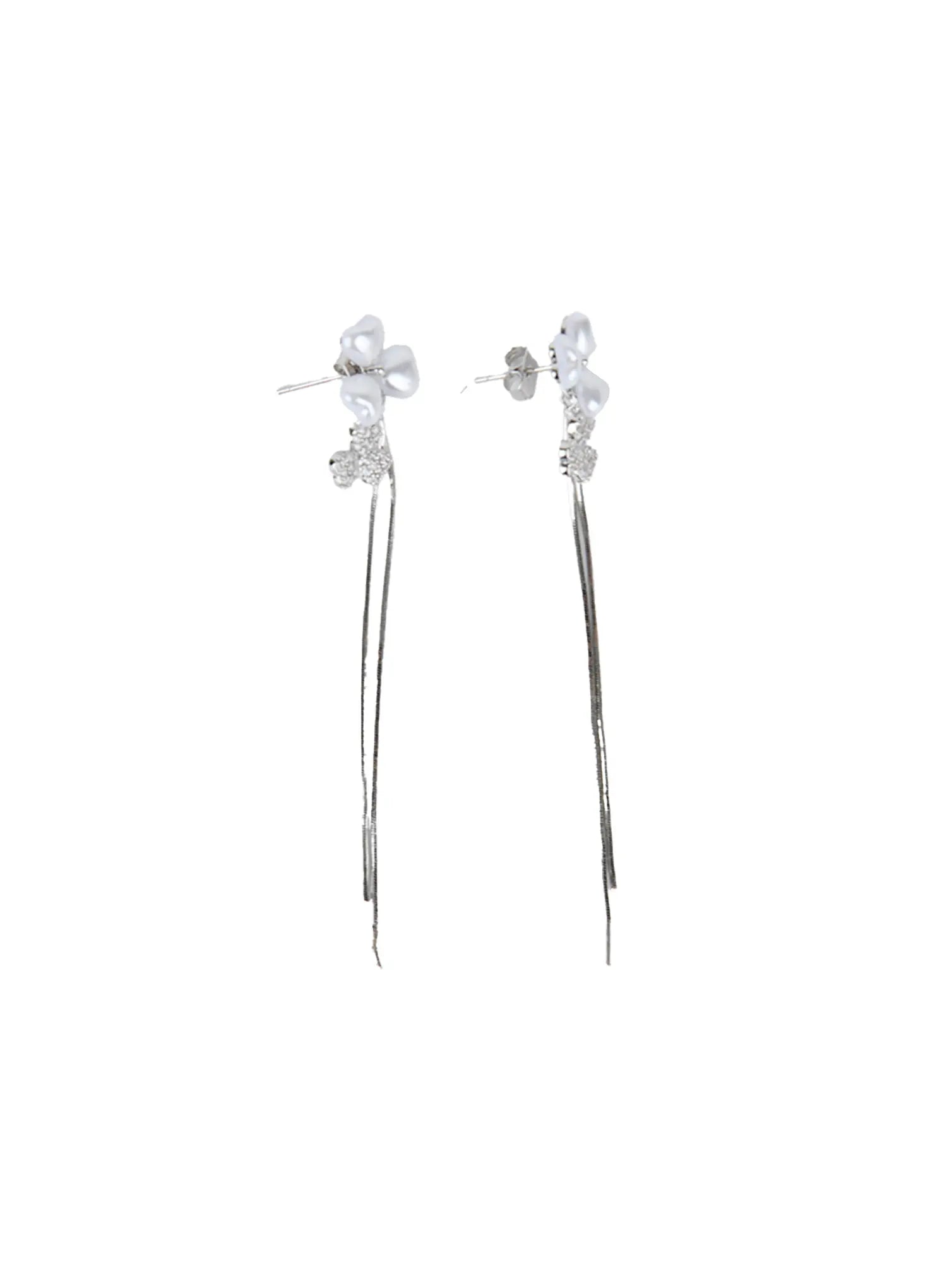 Heart Faux-Pearl Clover Drop Earrings CG514
