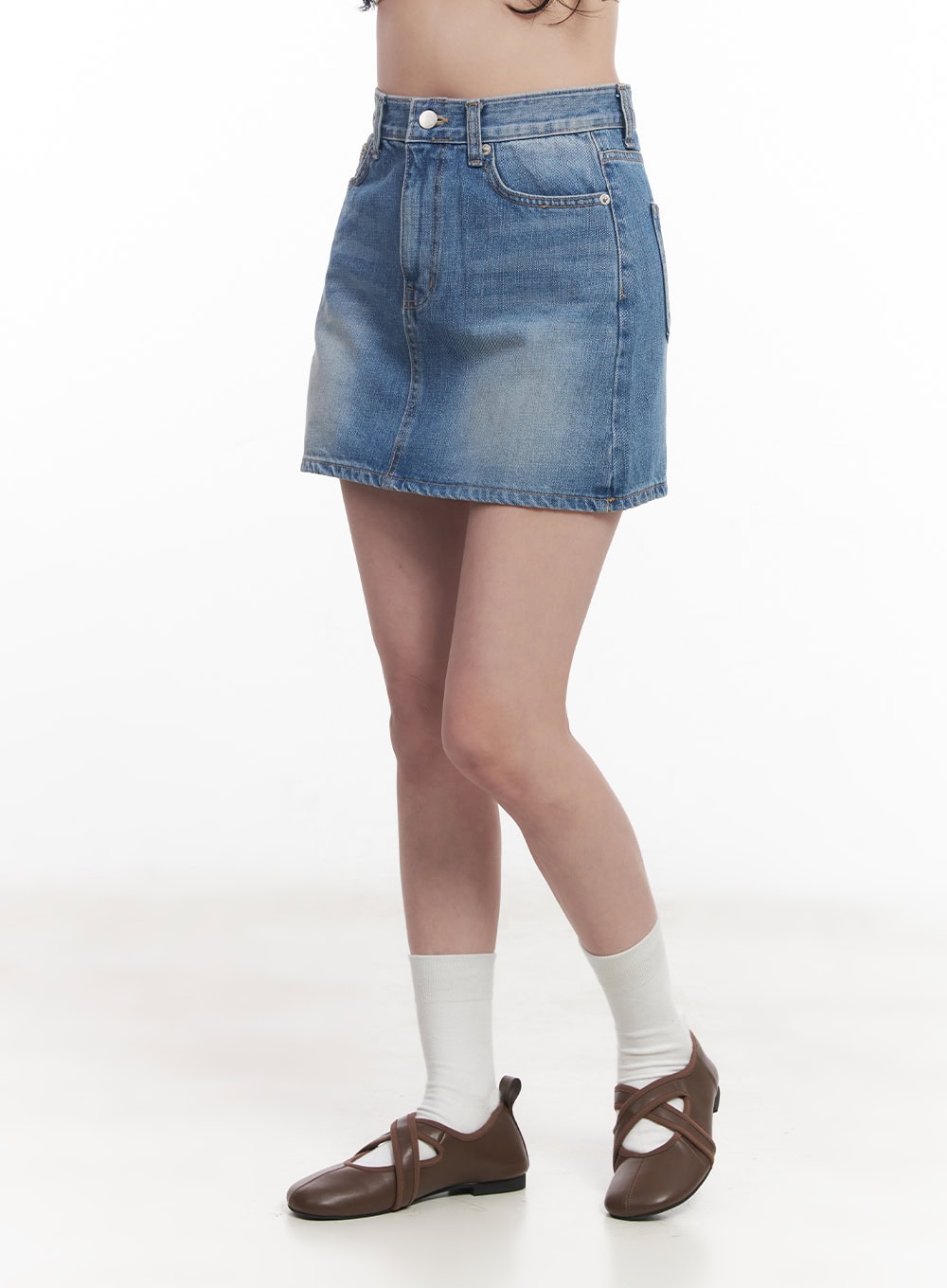 Denim Washed Mini Skirt  CY523