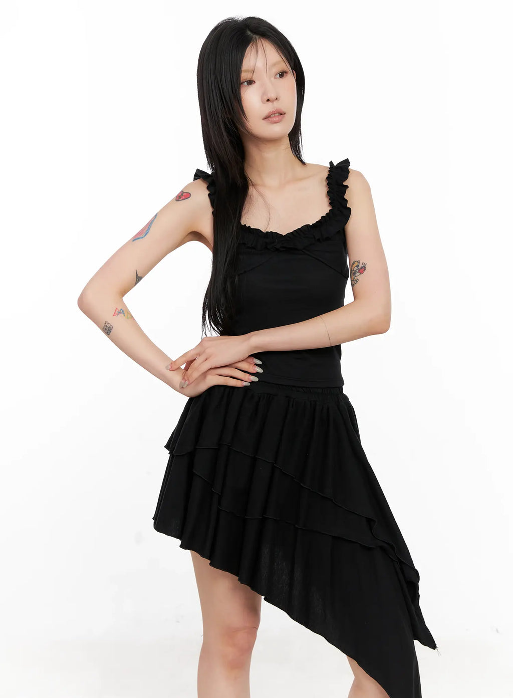 Asymmetric Ruffle Dress CL528