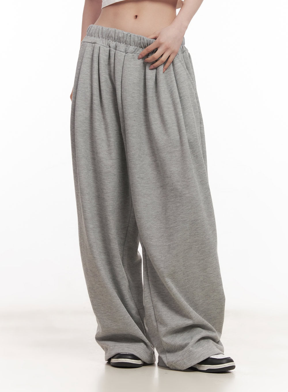Cozy Pintuck Wide-Leg Sweatpants CM517