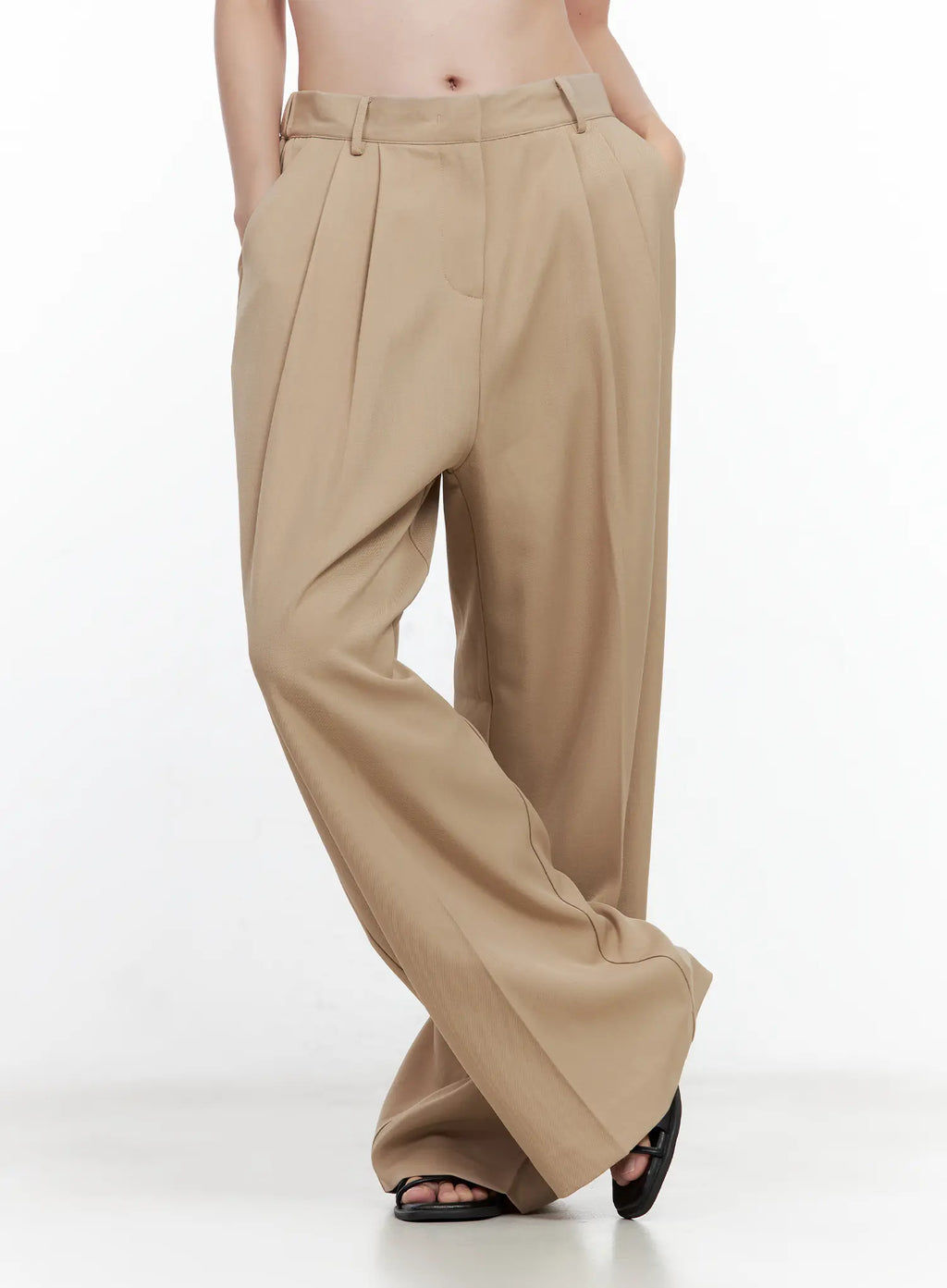 Wide-Leg Pintuck Slacks CL502