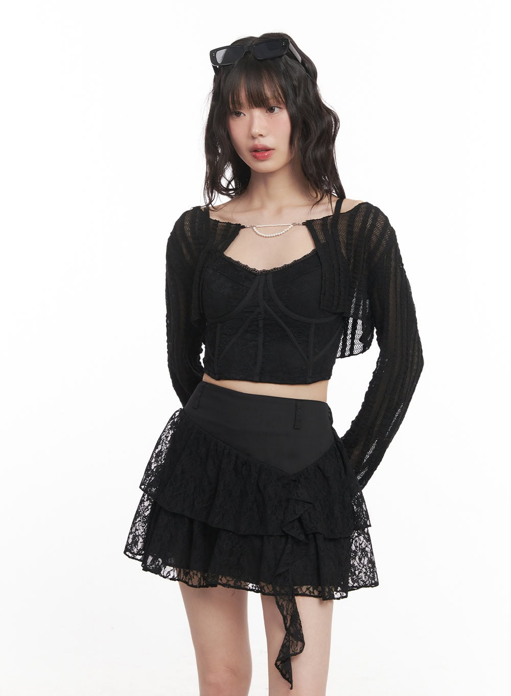 Pearl Chain Sheer Bolero Cardigan CM519