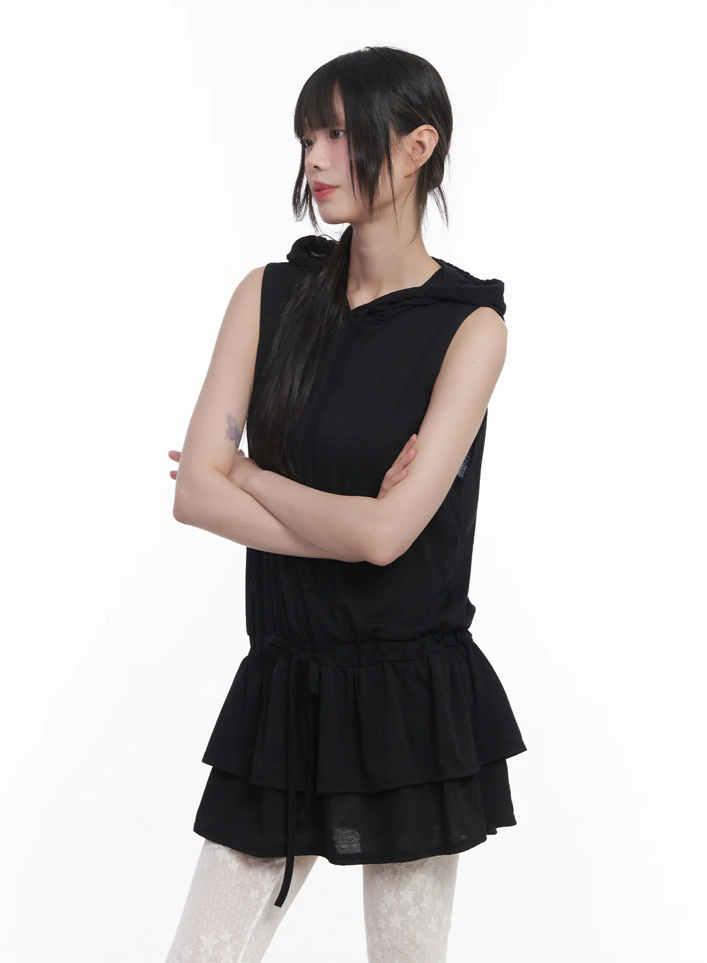 Sleeveless Hooded Mini Dress CU519