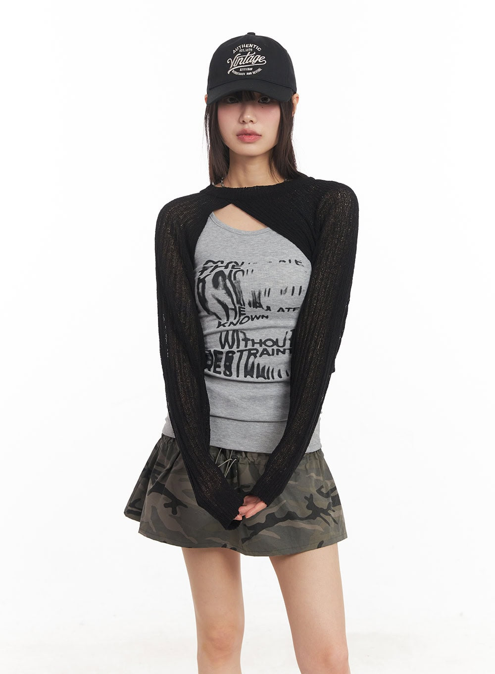 Knit Mesh Bolero Top CA522