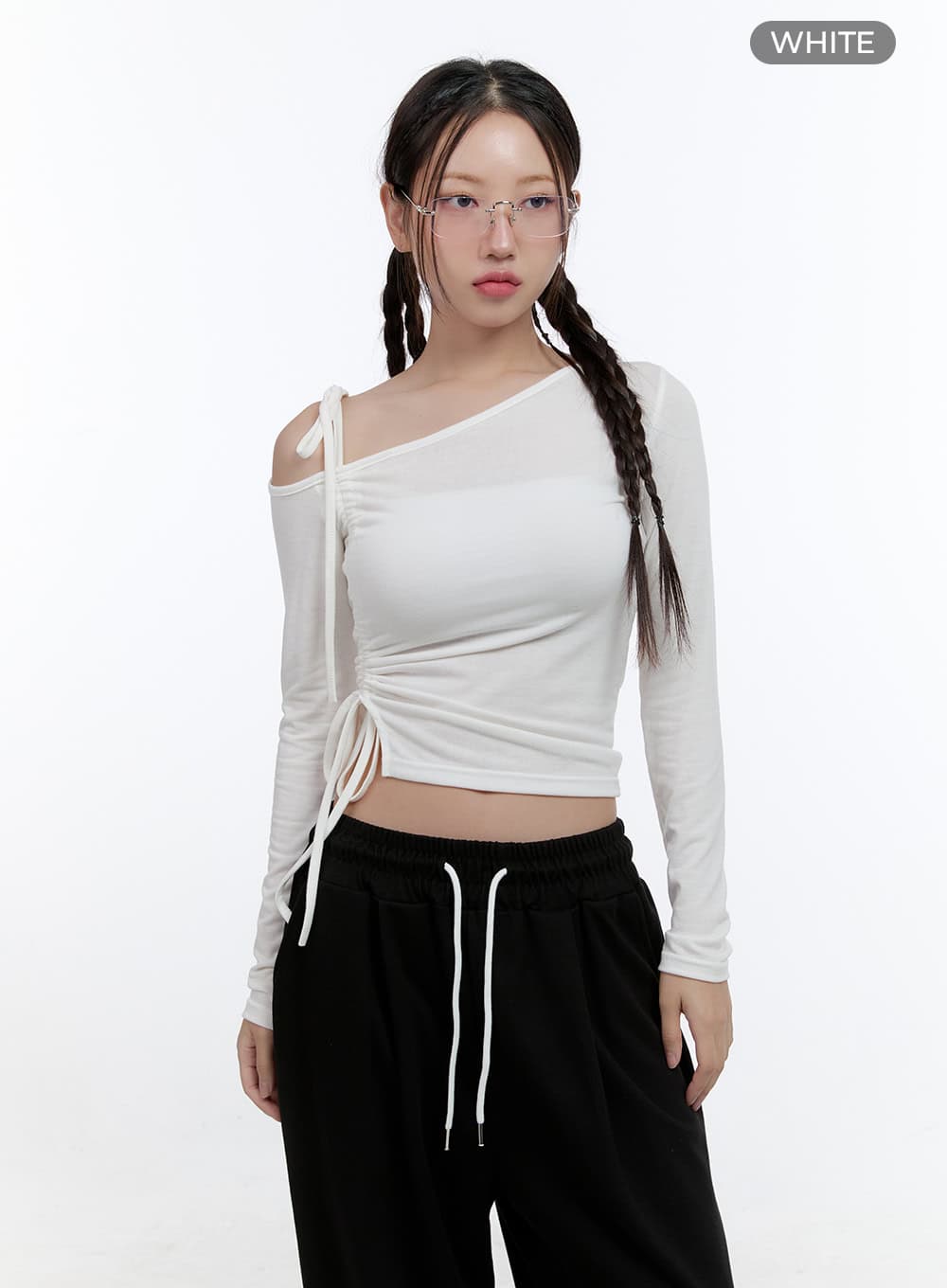 Ruffled One-Shoulder Crop Top CS410