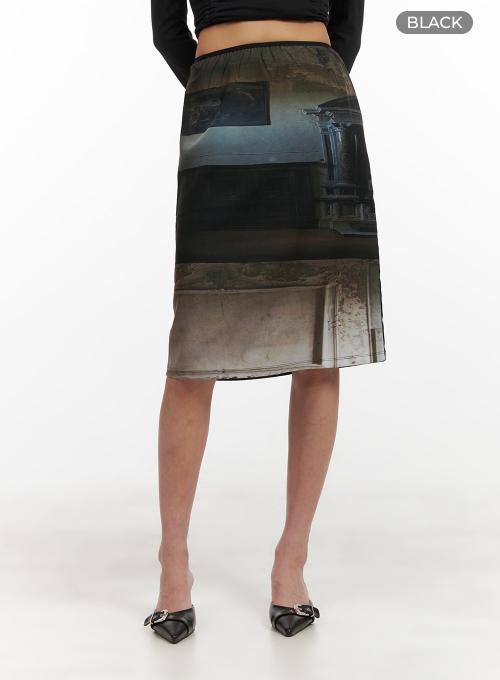 Graphic Print Midi Skirt CY402