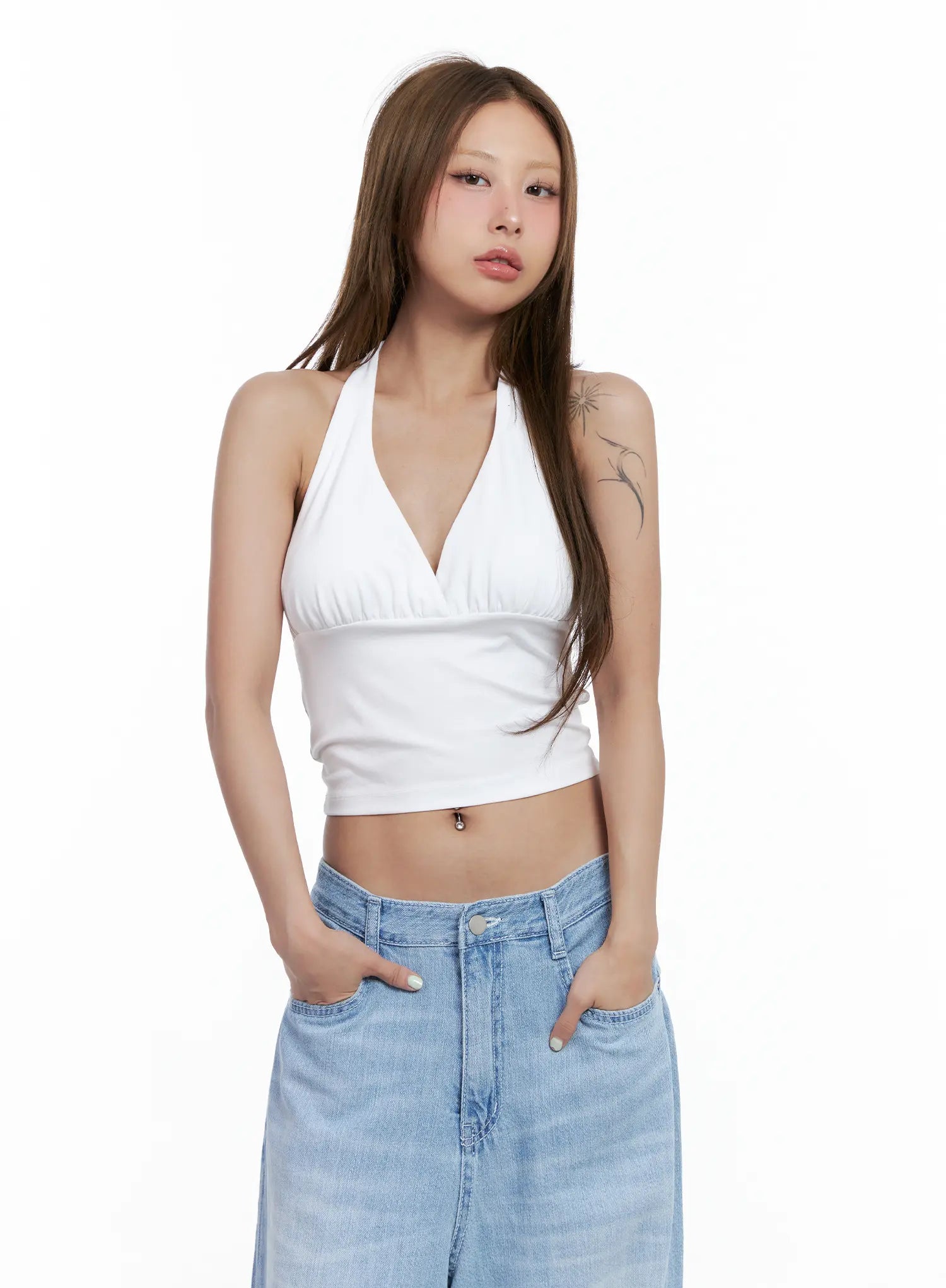 Trendy V-Neck Halter Top CL510