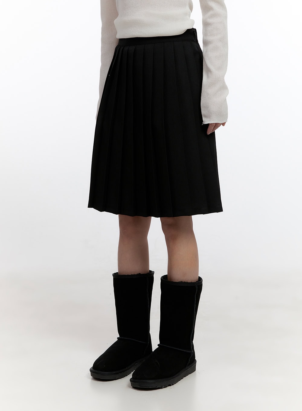 Pleated Polyester Midi Skirt CN425