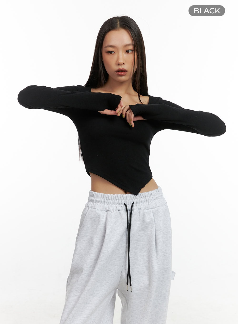 Square-Neck Unbalanced Crop Top CO424