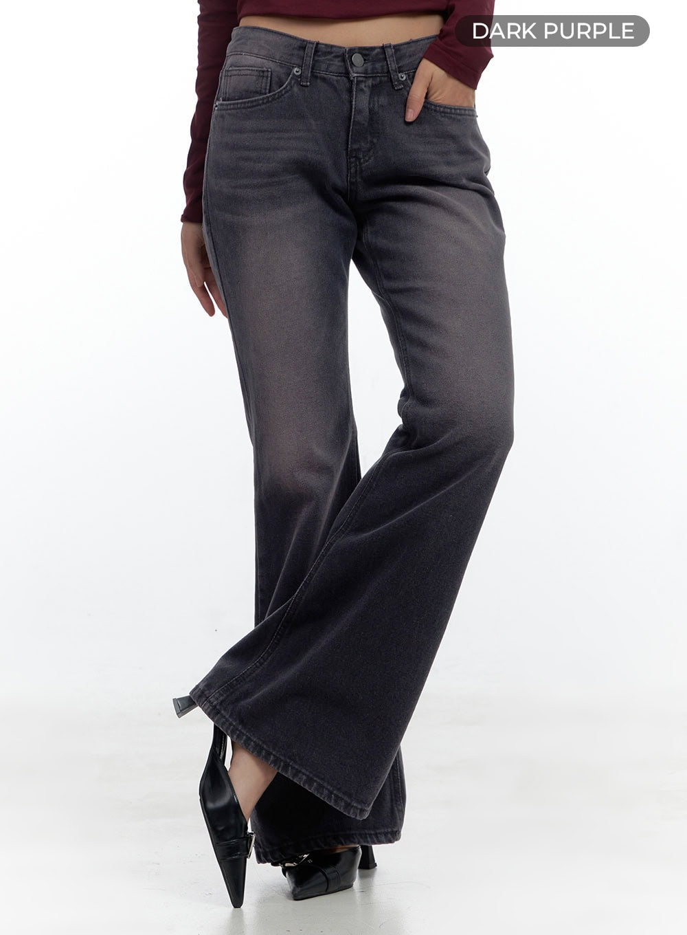 Felice Purple Washed Slim Fit Bootcut Jeans CS424