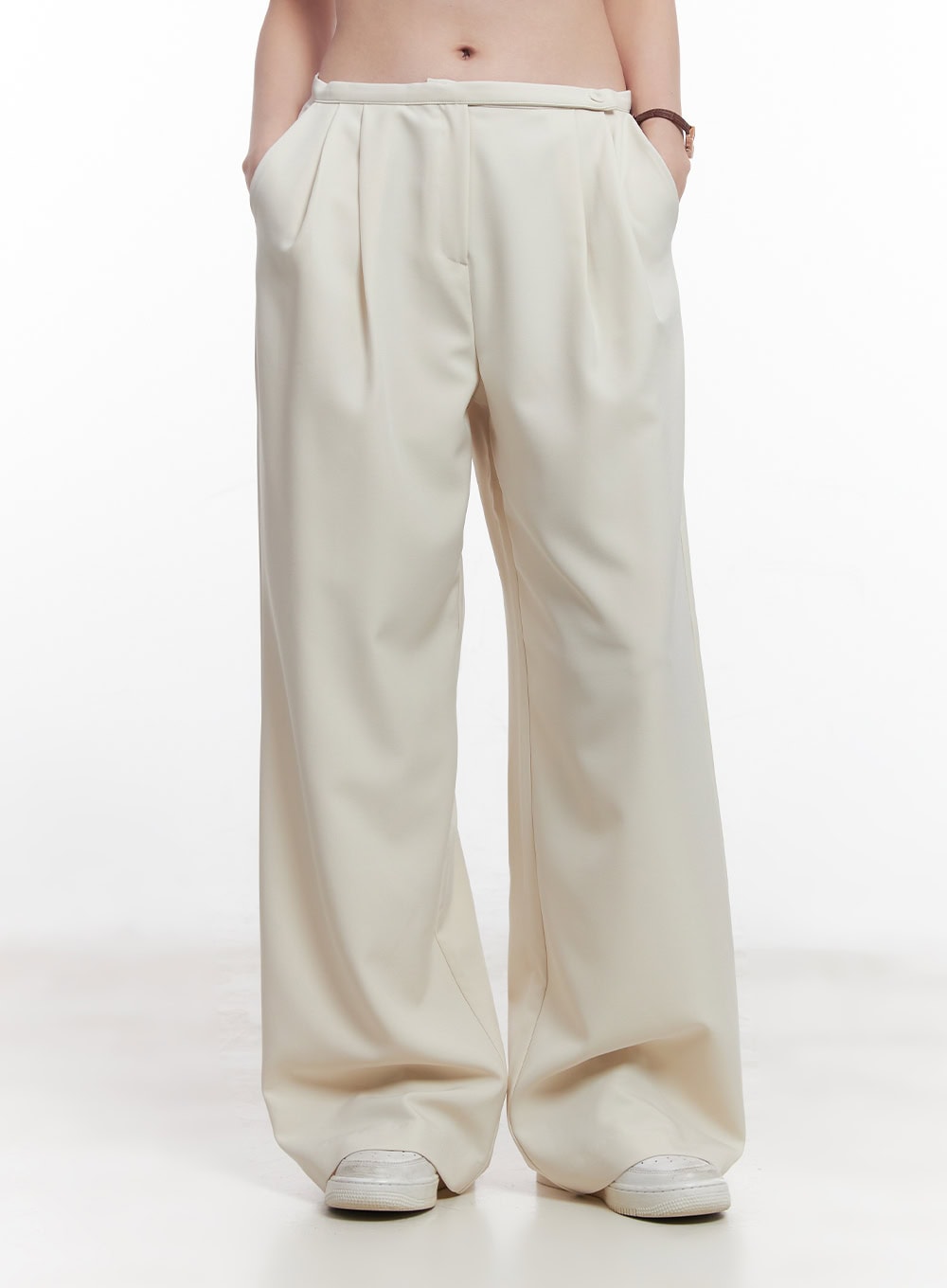 Elegant Pintuck Wide-Fit Trousers CY519