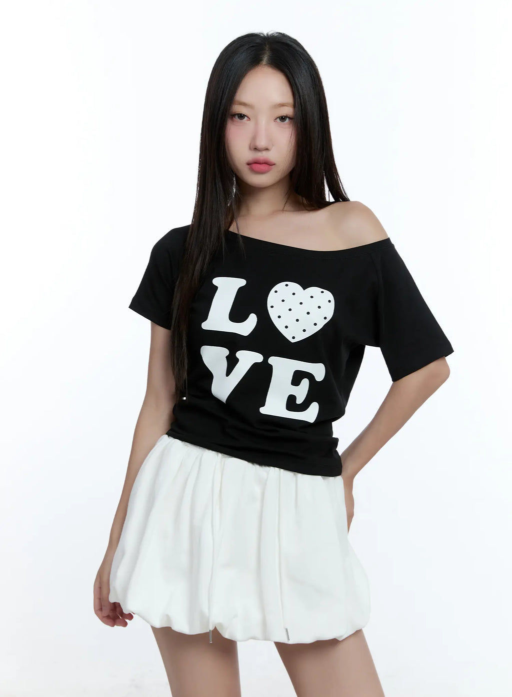 Love One-Shoulder Graphic Tee CU526