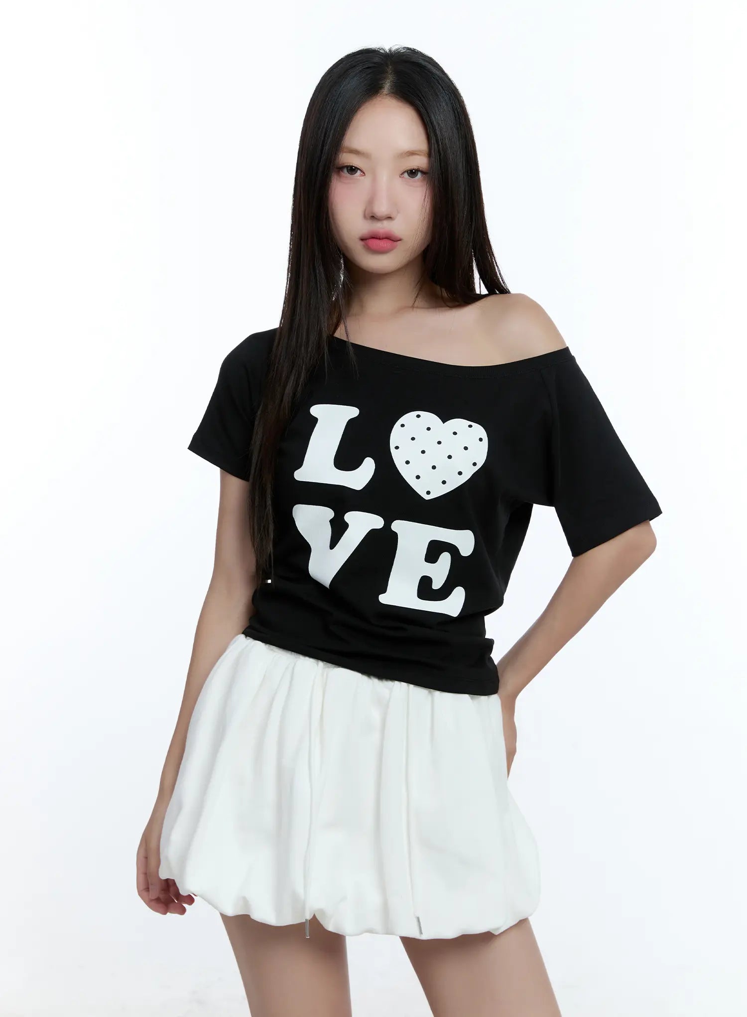 Love One-Shoulder Graphic Tee CU526