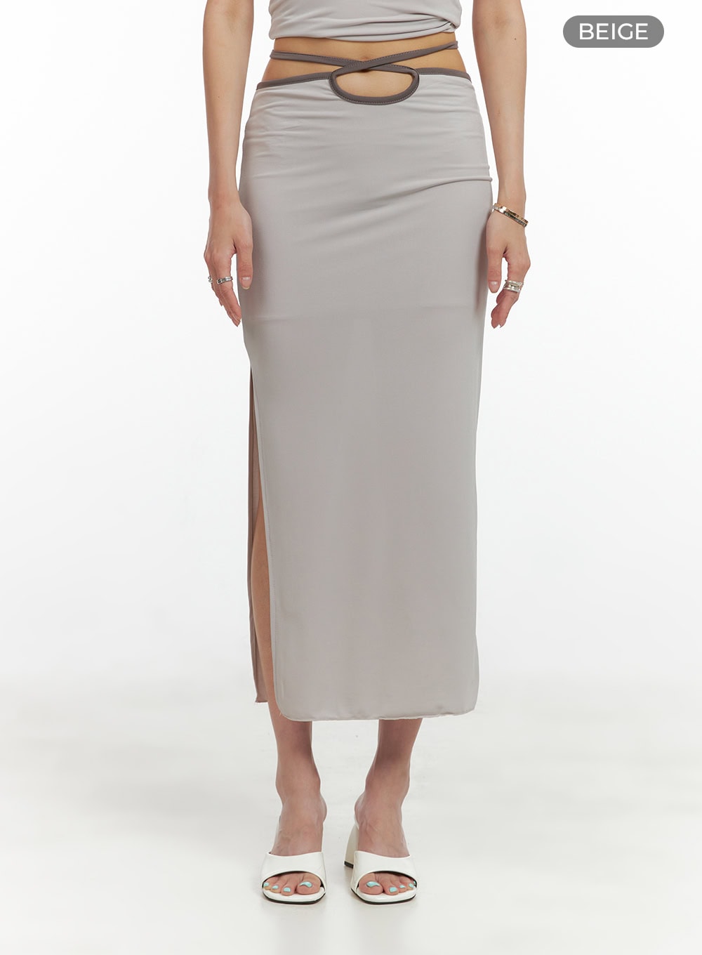 Slit Out Solid Midi Skirt CL405