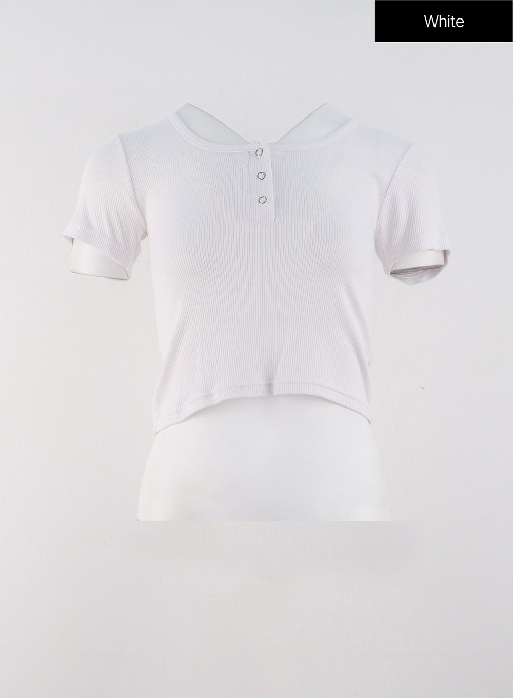 Buttoned U-Neck Crop Tee OG318