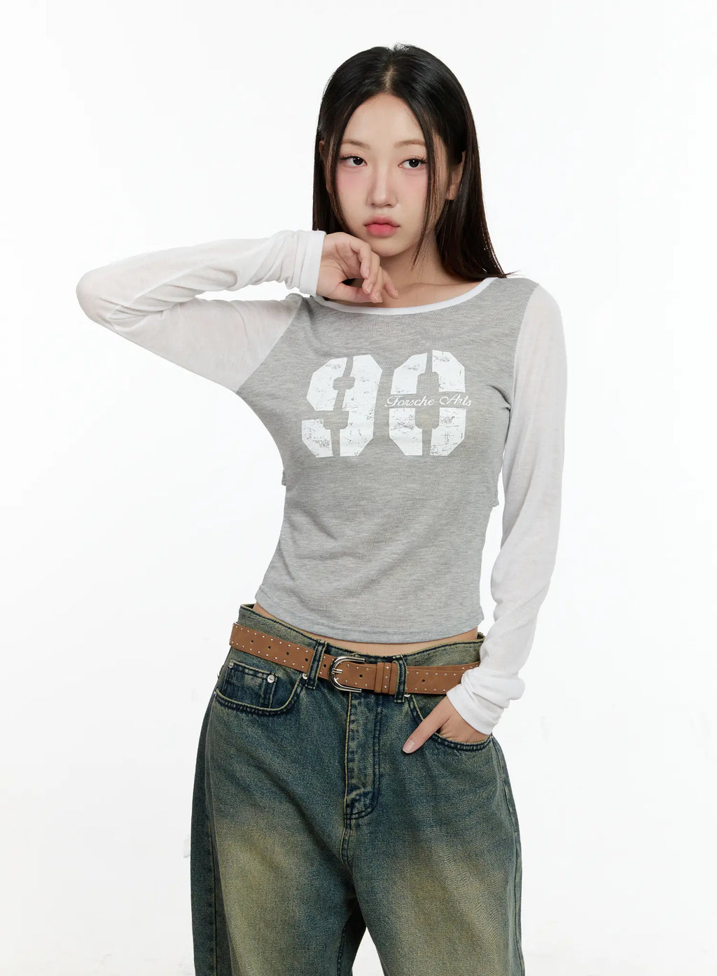 Two-Tone Long-Sleeve Top CL531
