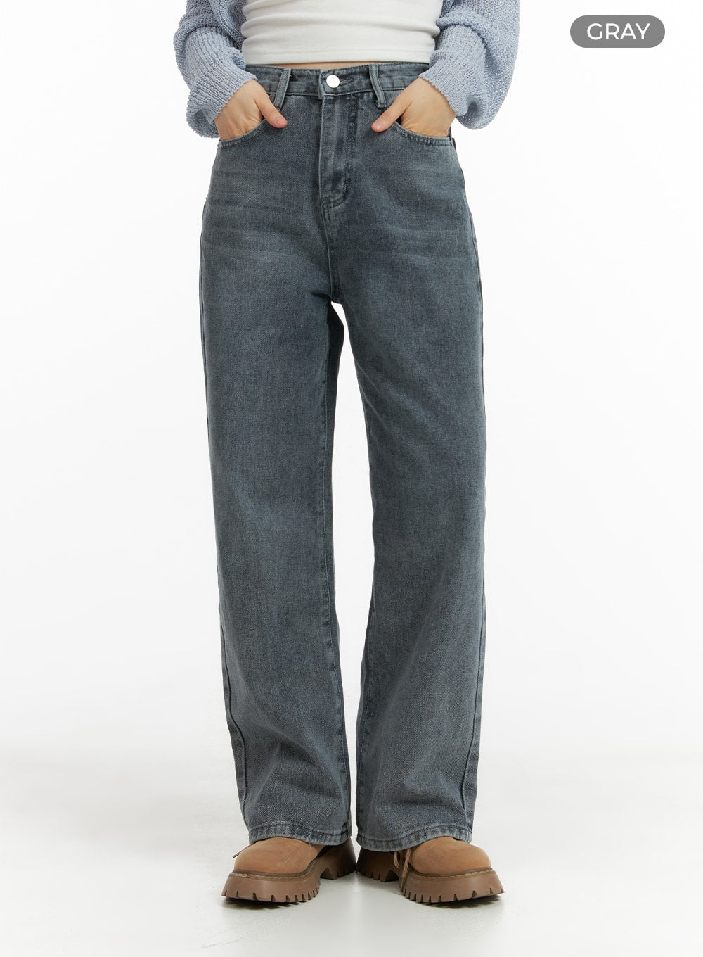 Blue Washed Straight Jeans OM408