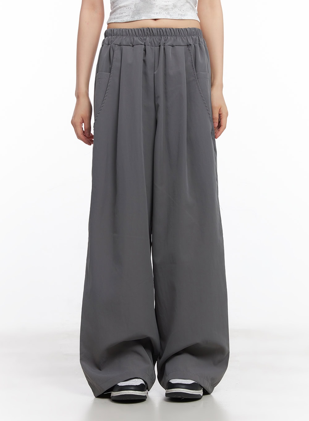 Wide-Fit Pintuck Nylon Trousers CY512