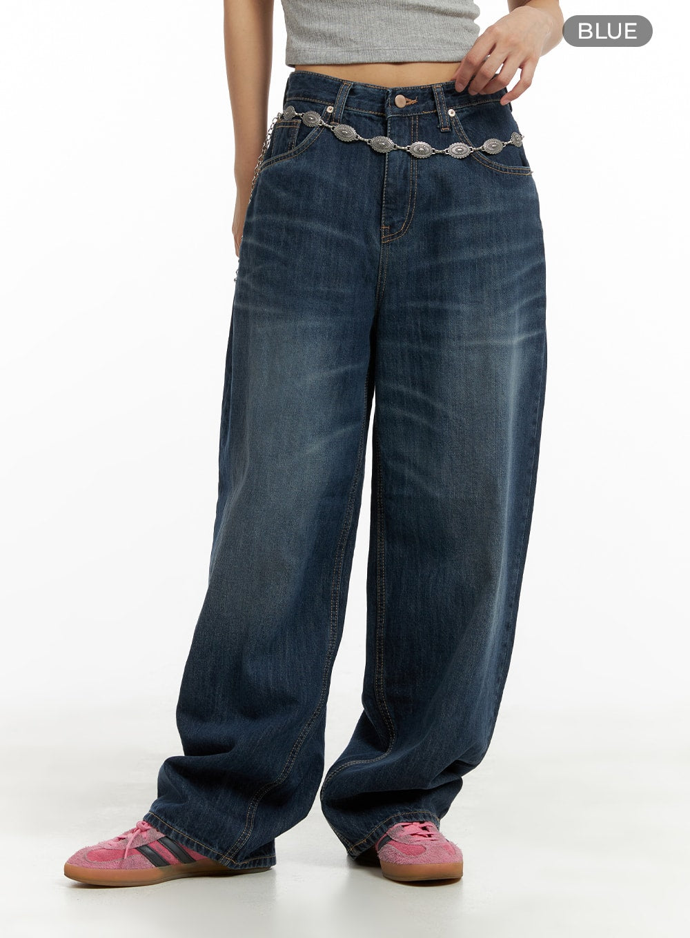 Washed Denim Baggy Jeans CA423