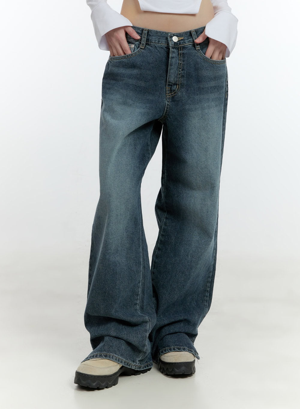 Donna Washed Wide-Leg Jeans CF507