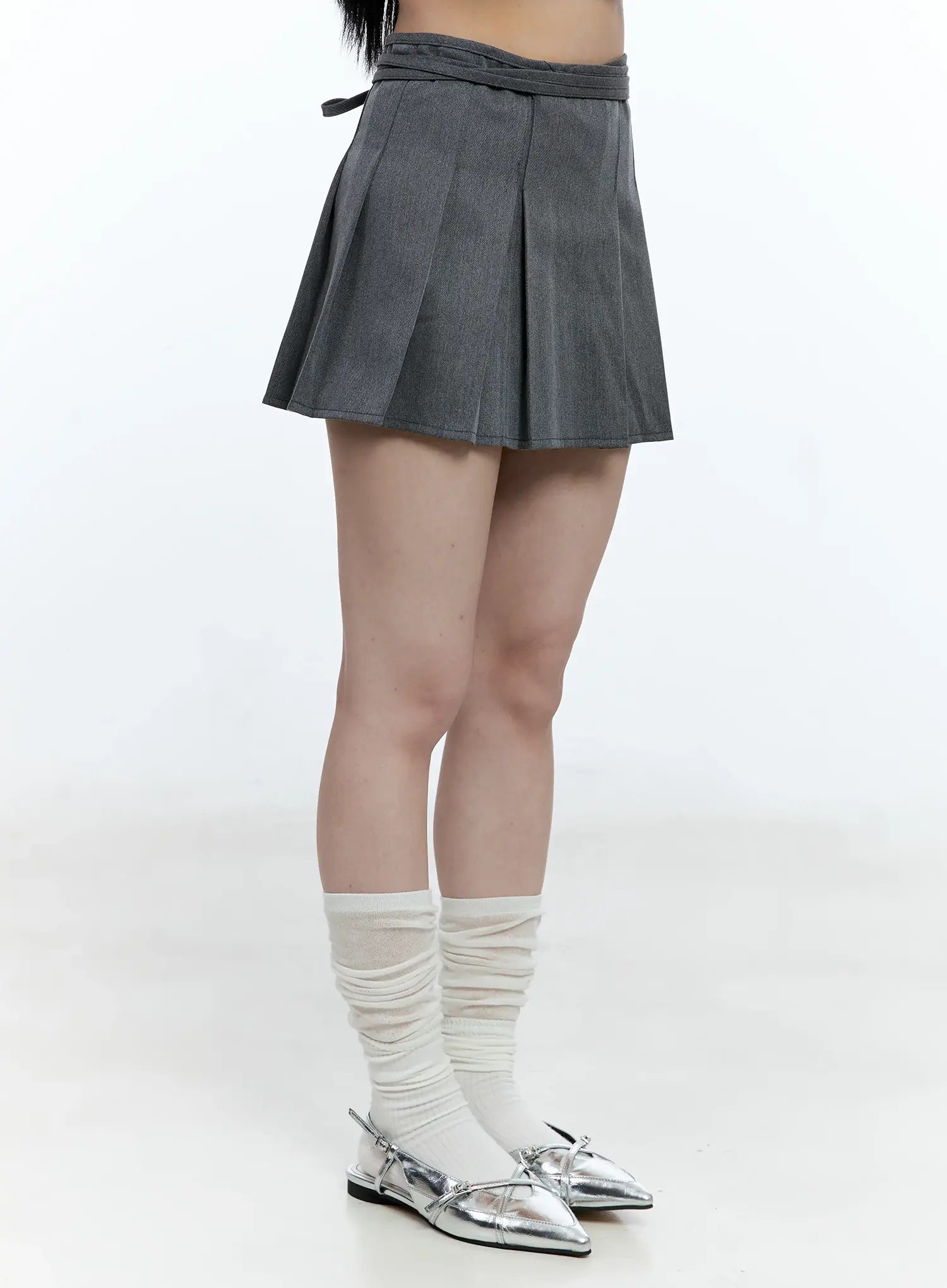 Pleated Wrap Mini Skirt CG511