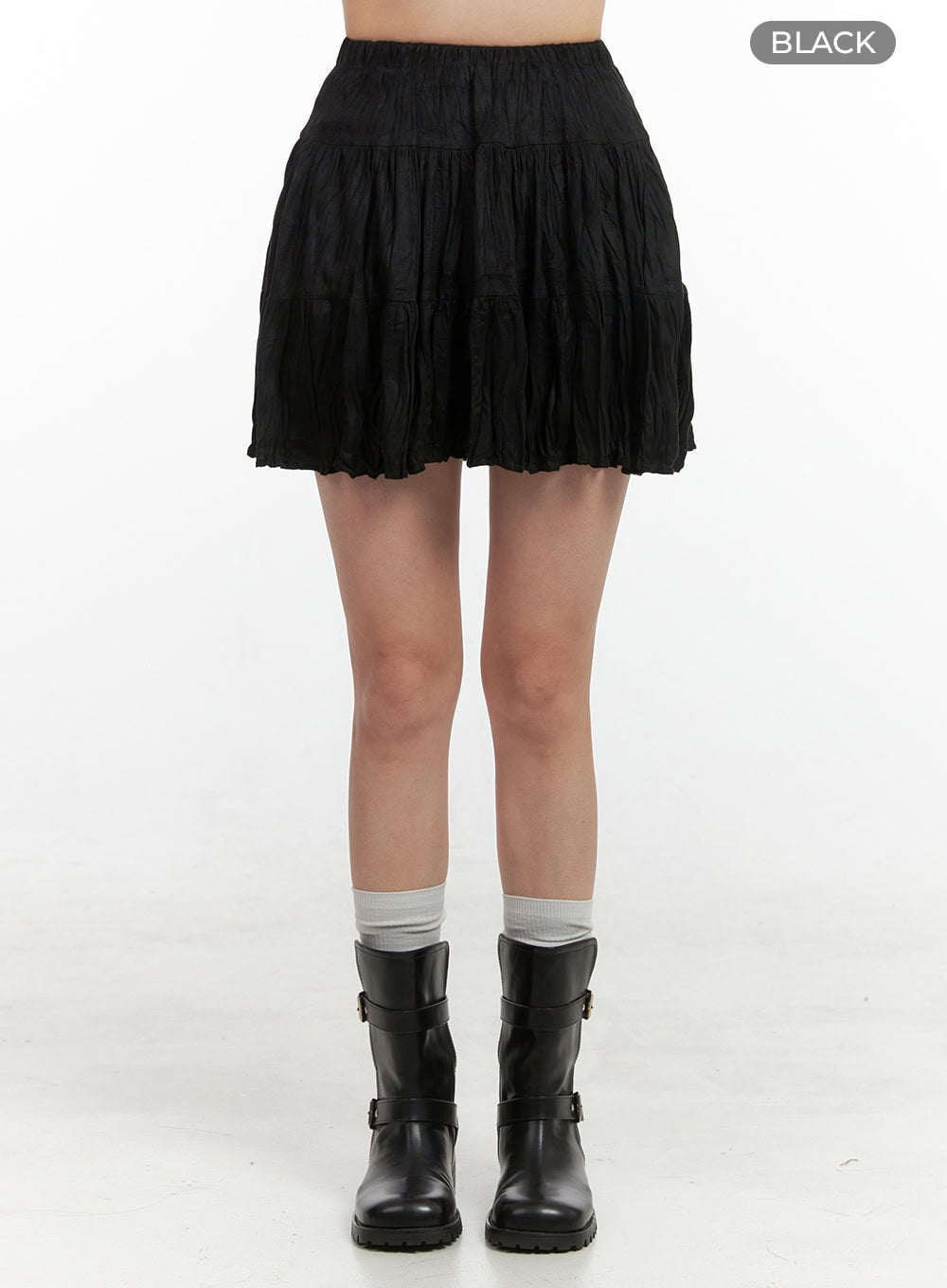 Wrinkled Ruffle Mini Skirt OO416