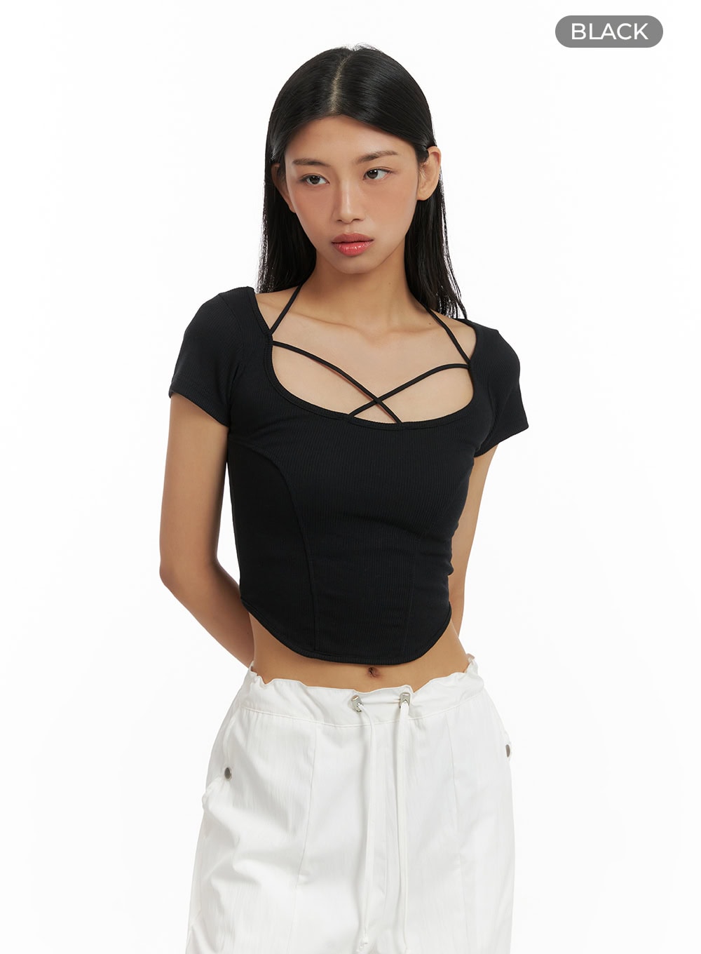 X Strap Solid Crop Tee CA424