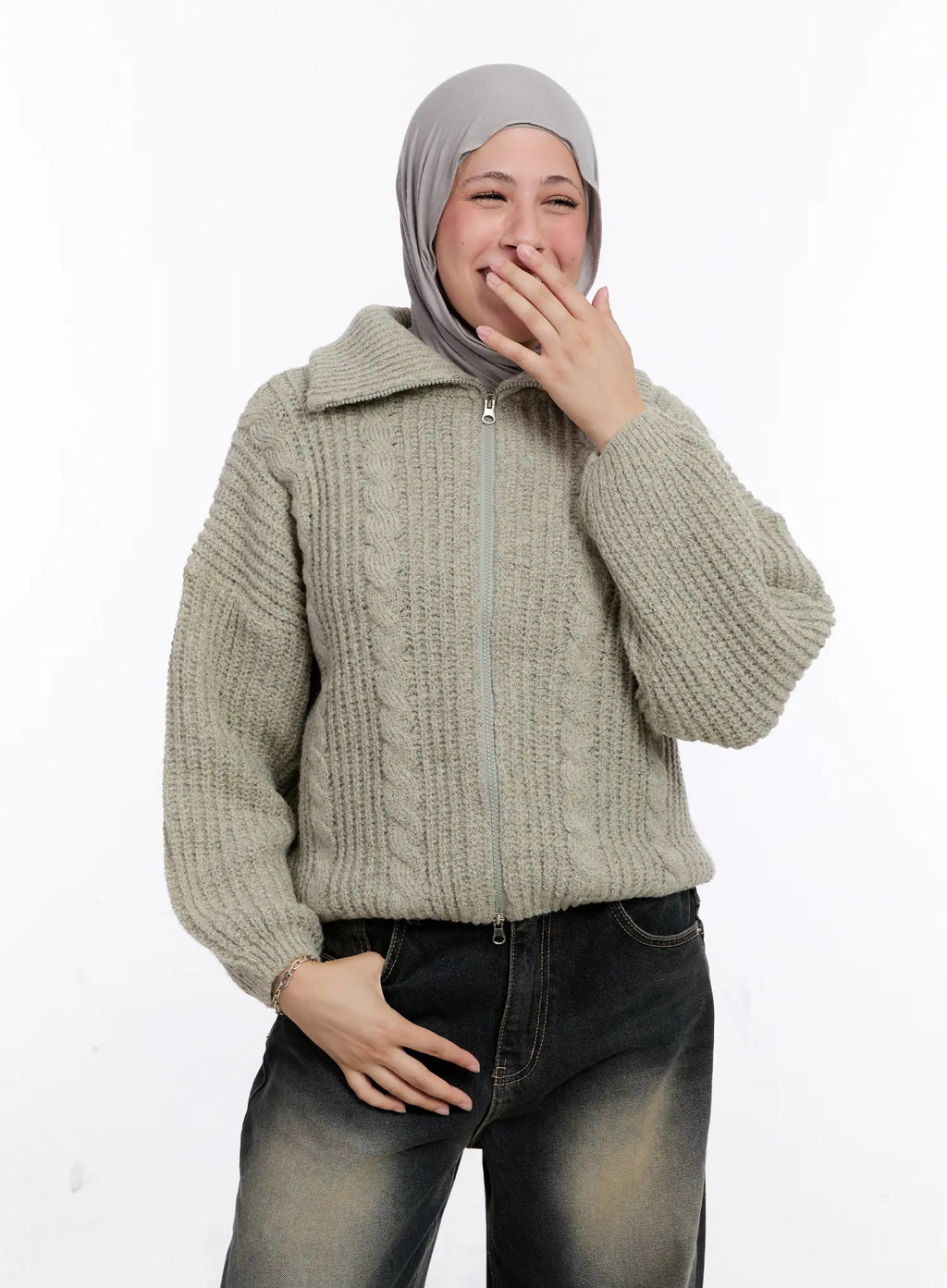 Two-Way Knit Zip-Up CS524