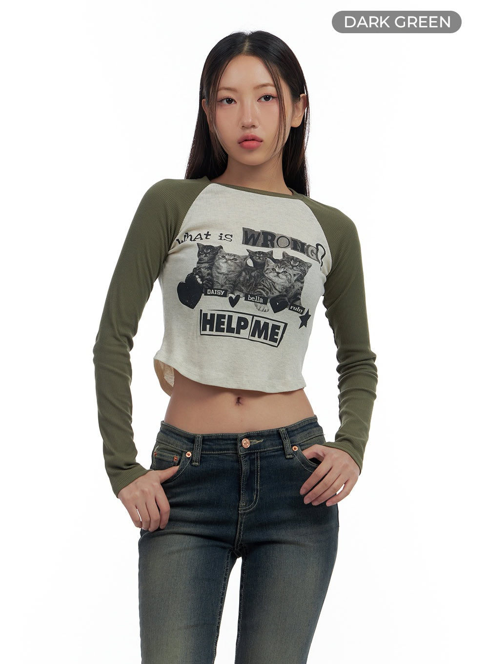 Graphic Raglan Cotton Crop Top CS424