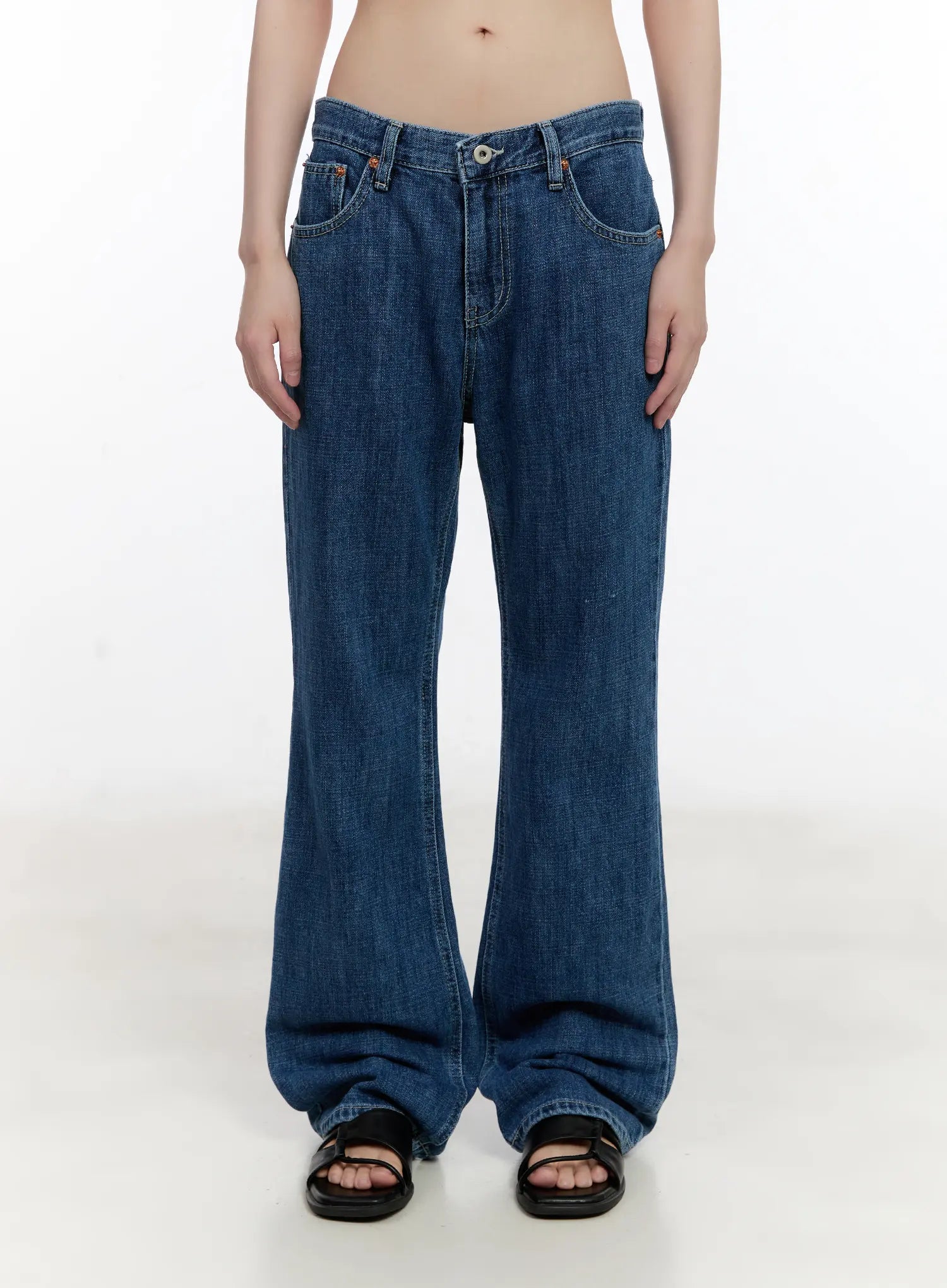 Wonhee Loose Flared Dark-Wash Jeans CL507