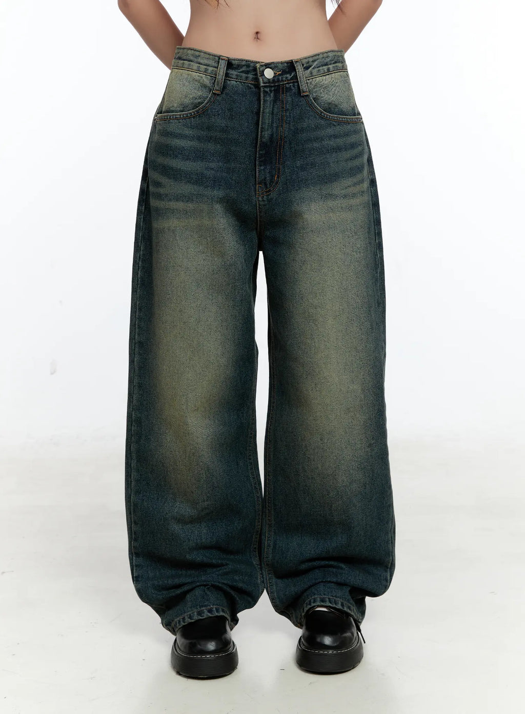 Lilian Vintage Wash Wide-Leg Jeans CS518