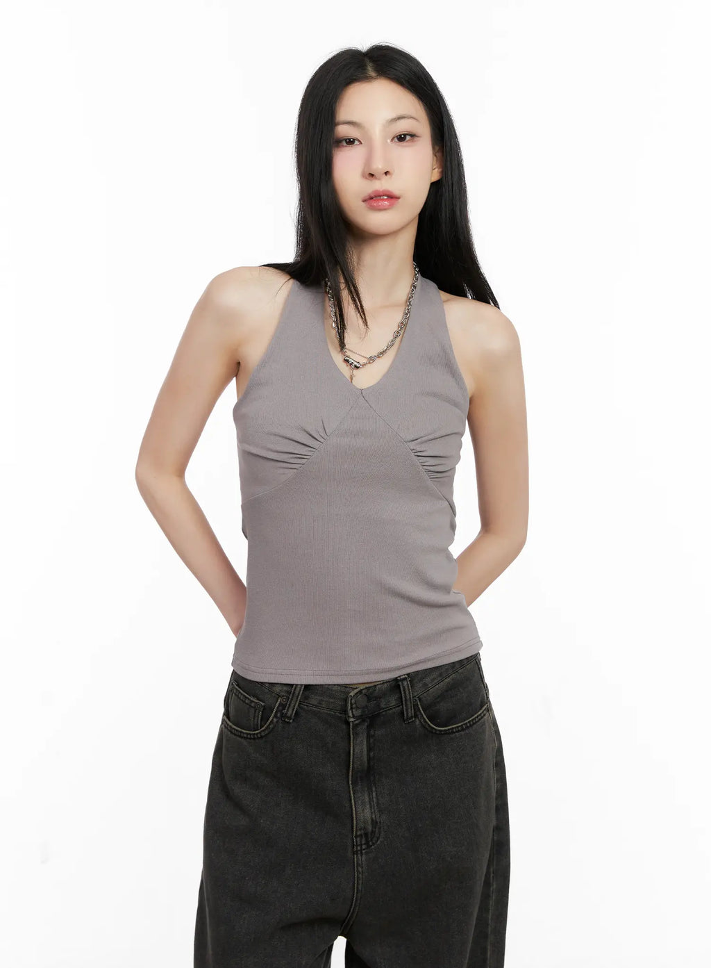 Ruched Halter Tank Top CG522