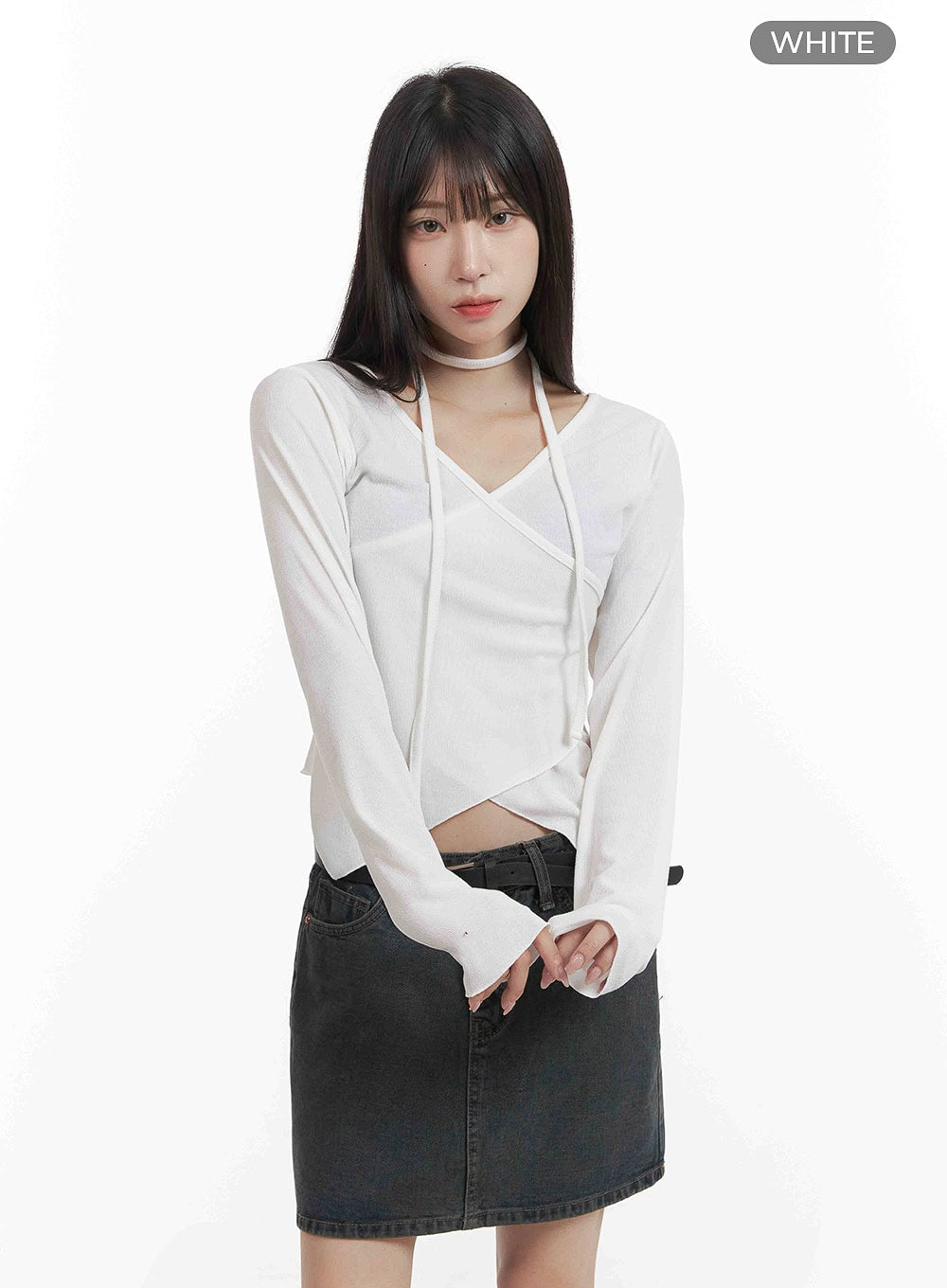 V-Neck Cross Wrap Long Sleeve CY407