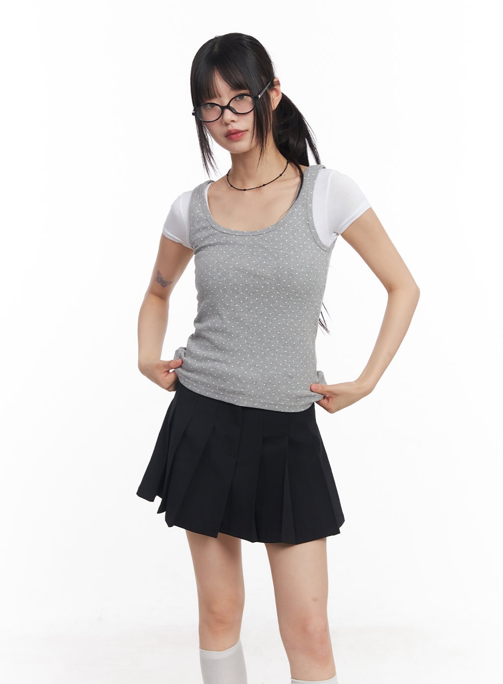 Polka Dot Slim-Fit Tank Top CY514