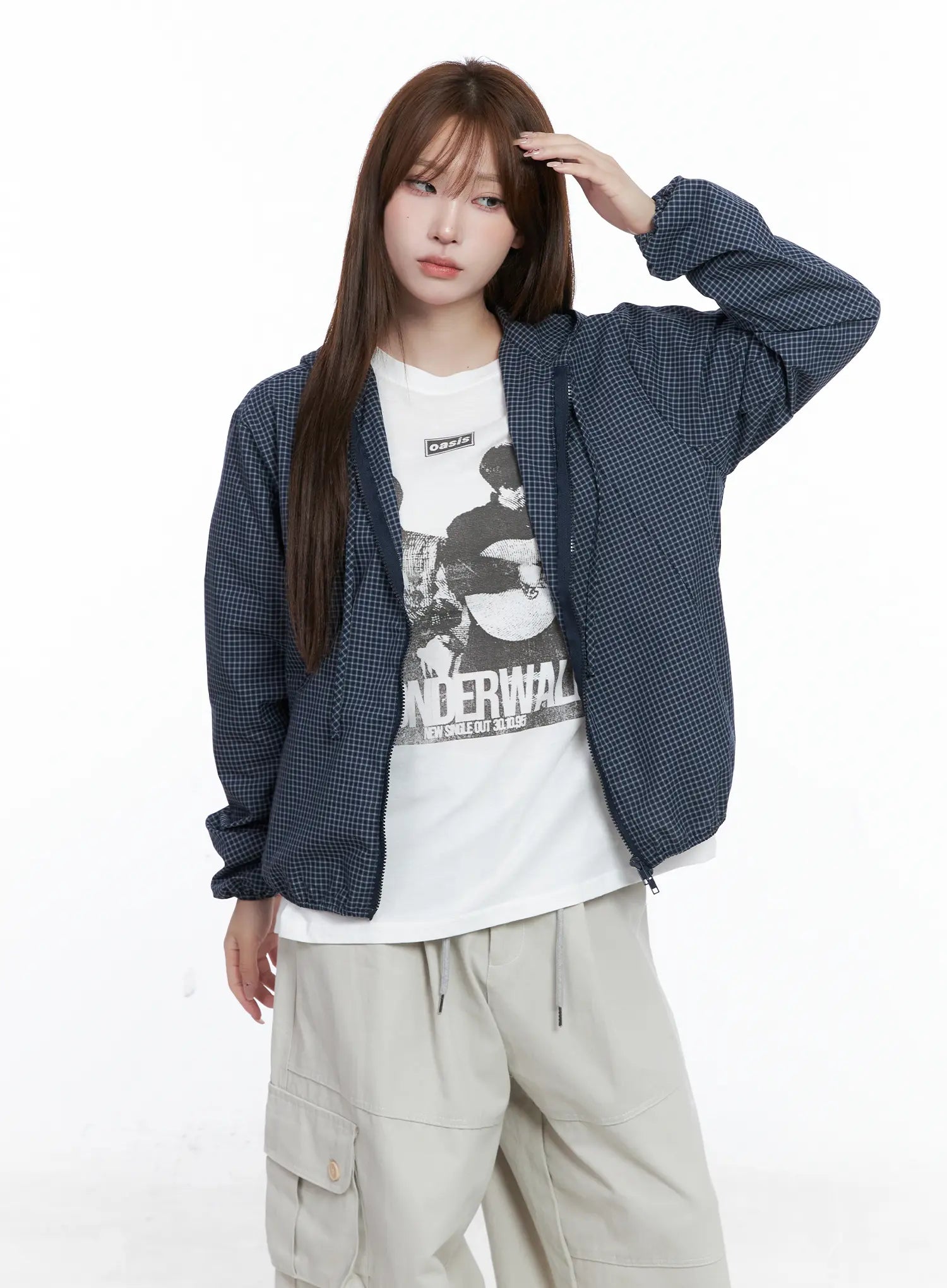 Gingham Lightweight Windbreaker Jacket CG529