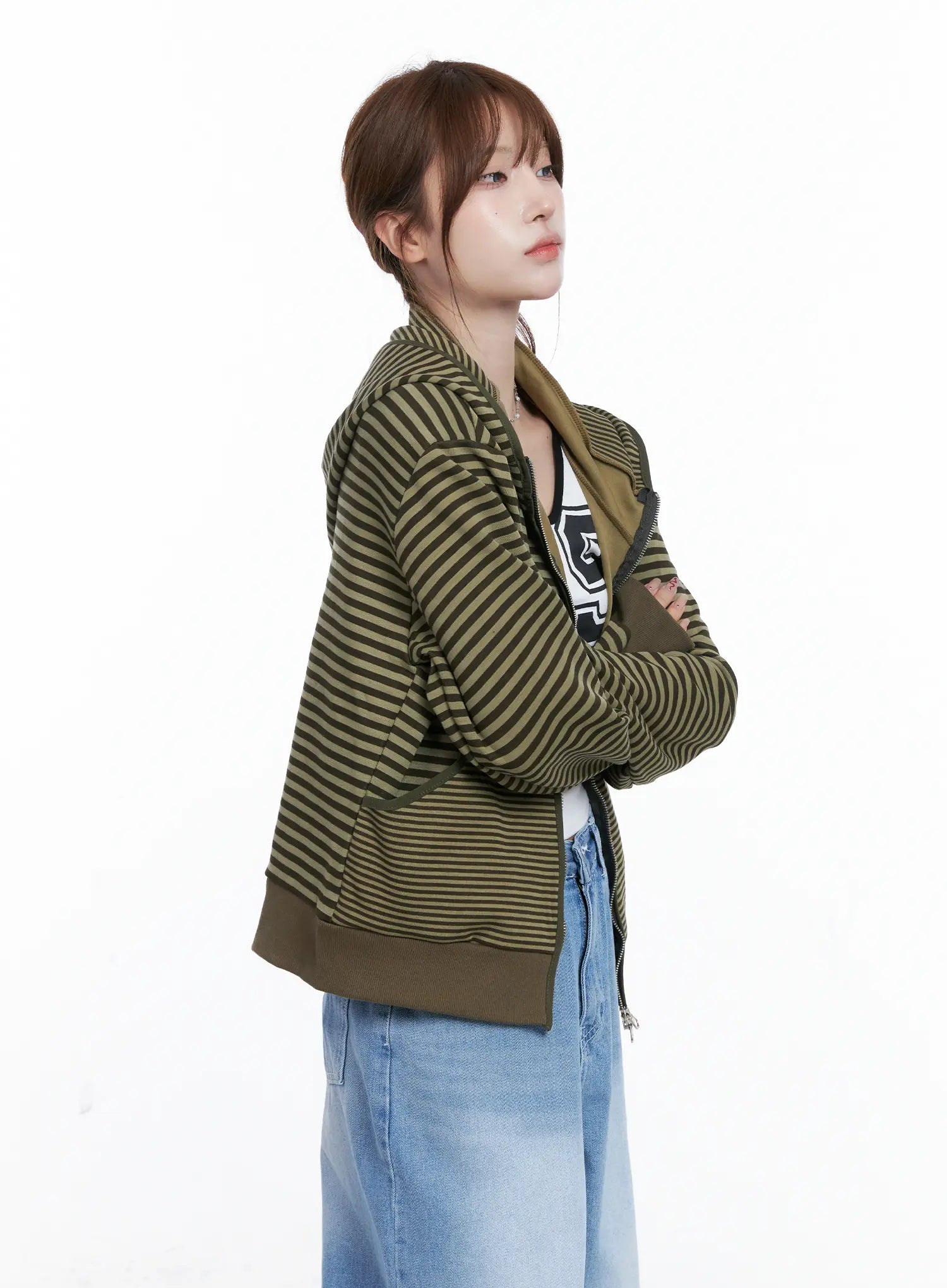 Striped Zip-Up Hoodie CG529