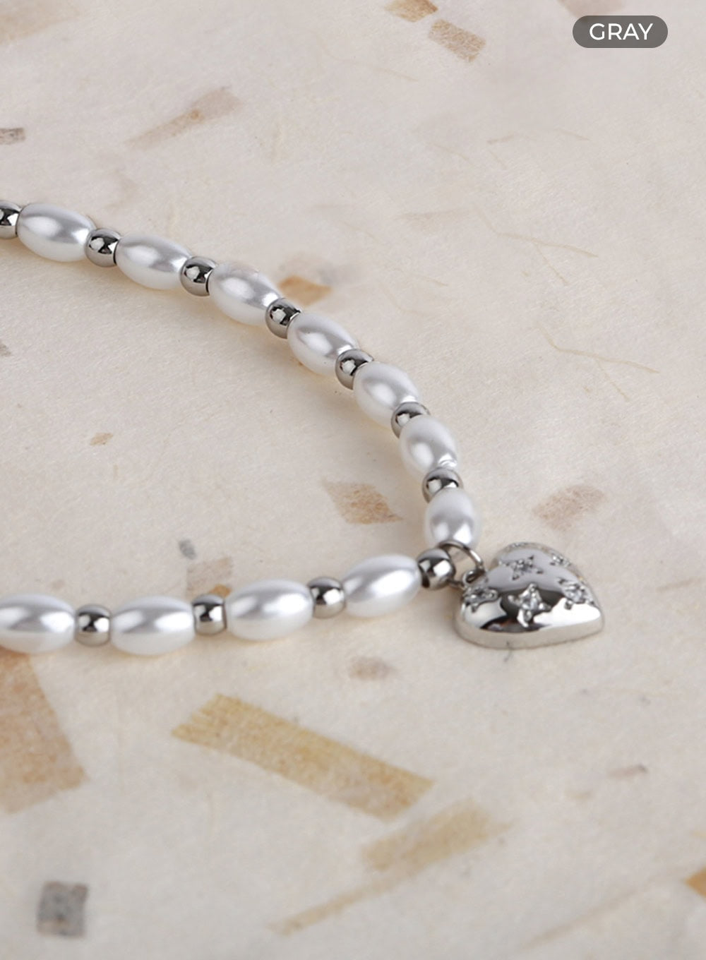 Heart Ball Mix Chain Necklace IL403