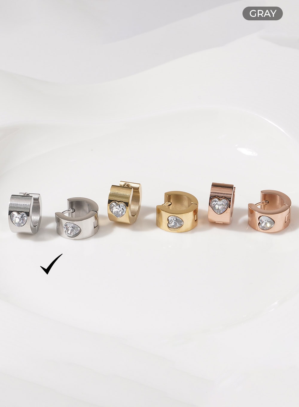 Heart Cubic Ring Earrings IL404