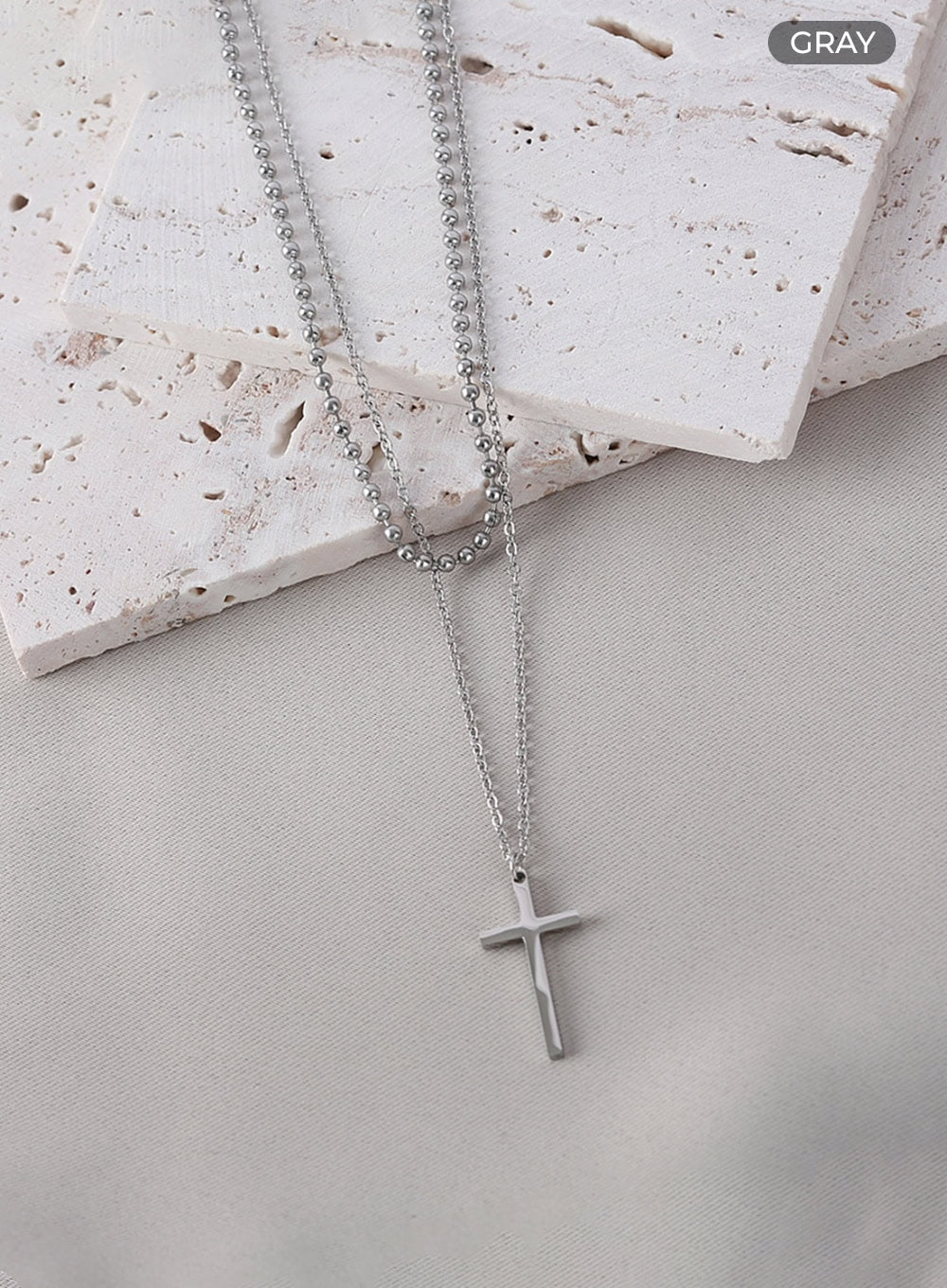 Cross Fender Double Necklace IL403
