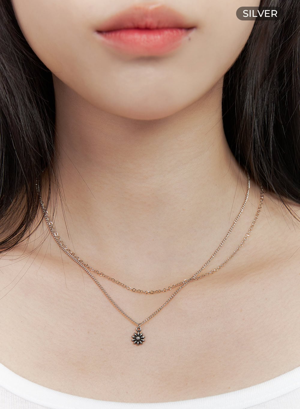 Black Flower Necklace IS413