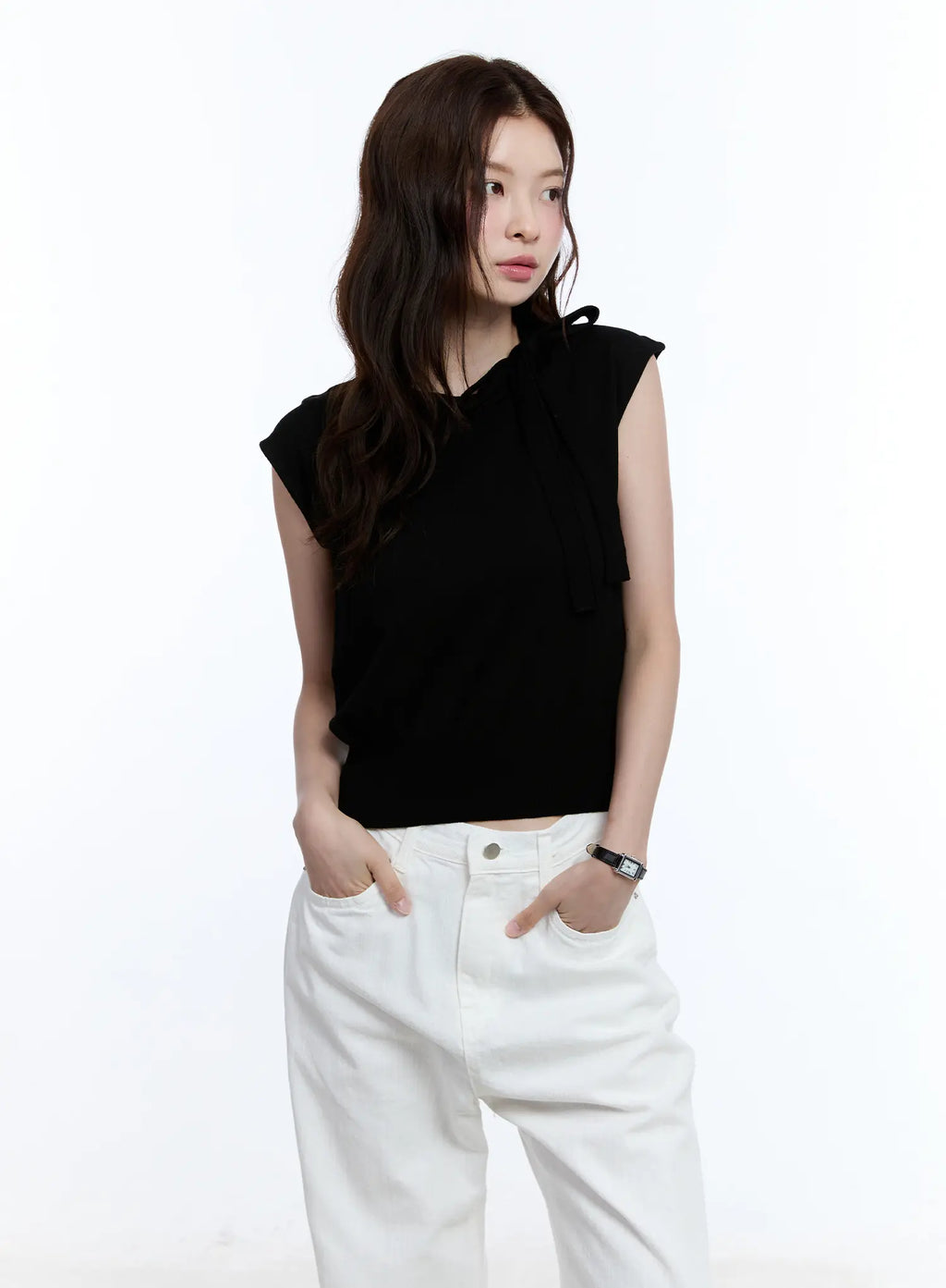 Ribbon Sleeveless Sweater CU513