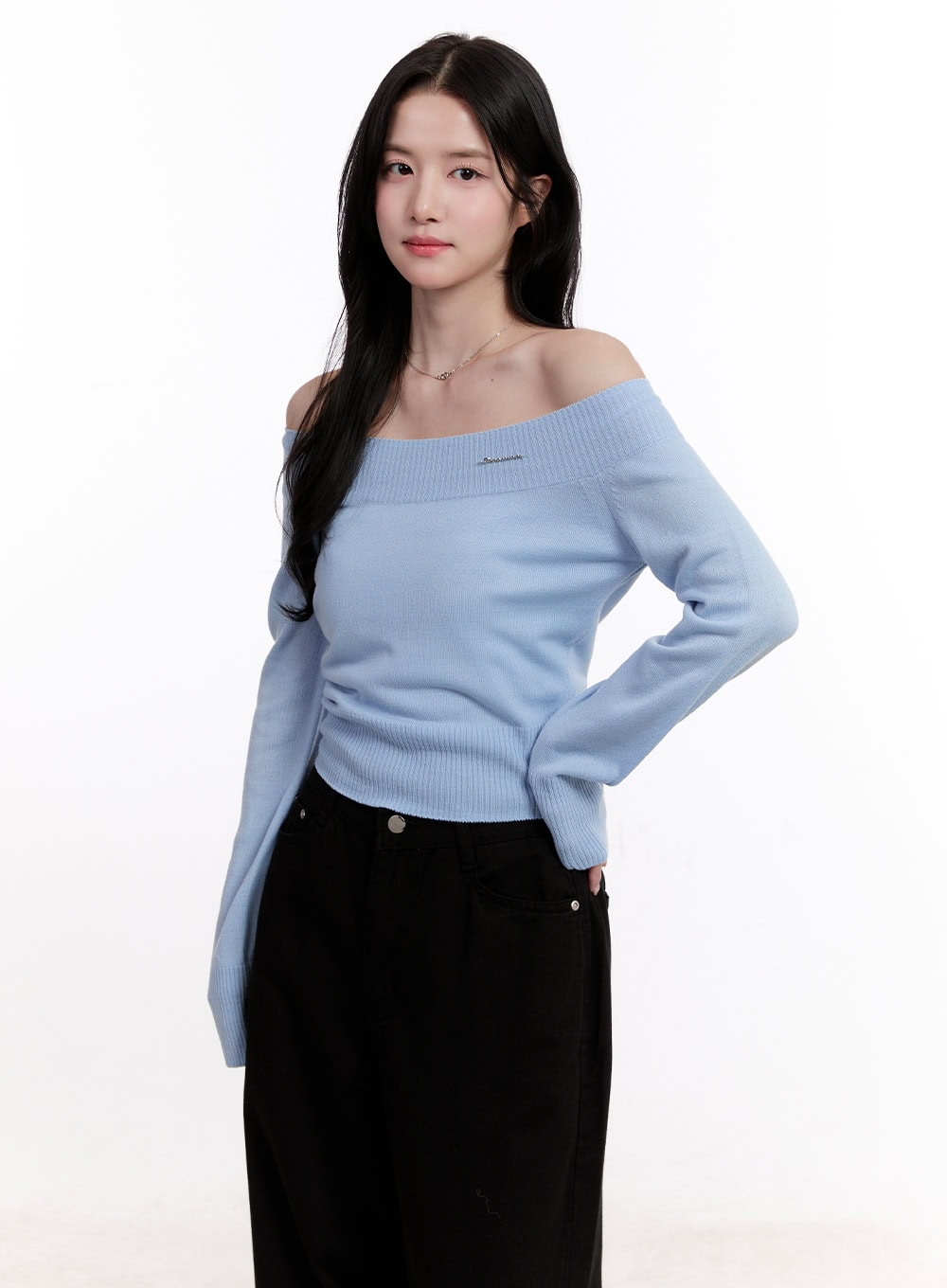 Elegant Off-Shoulder Crop Sweater CM527