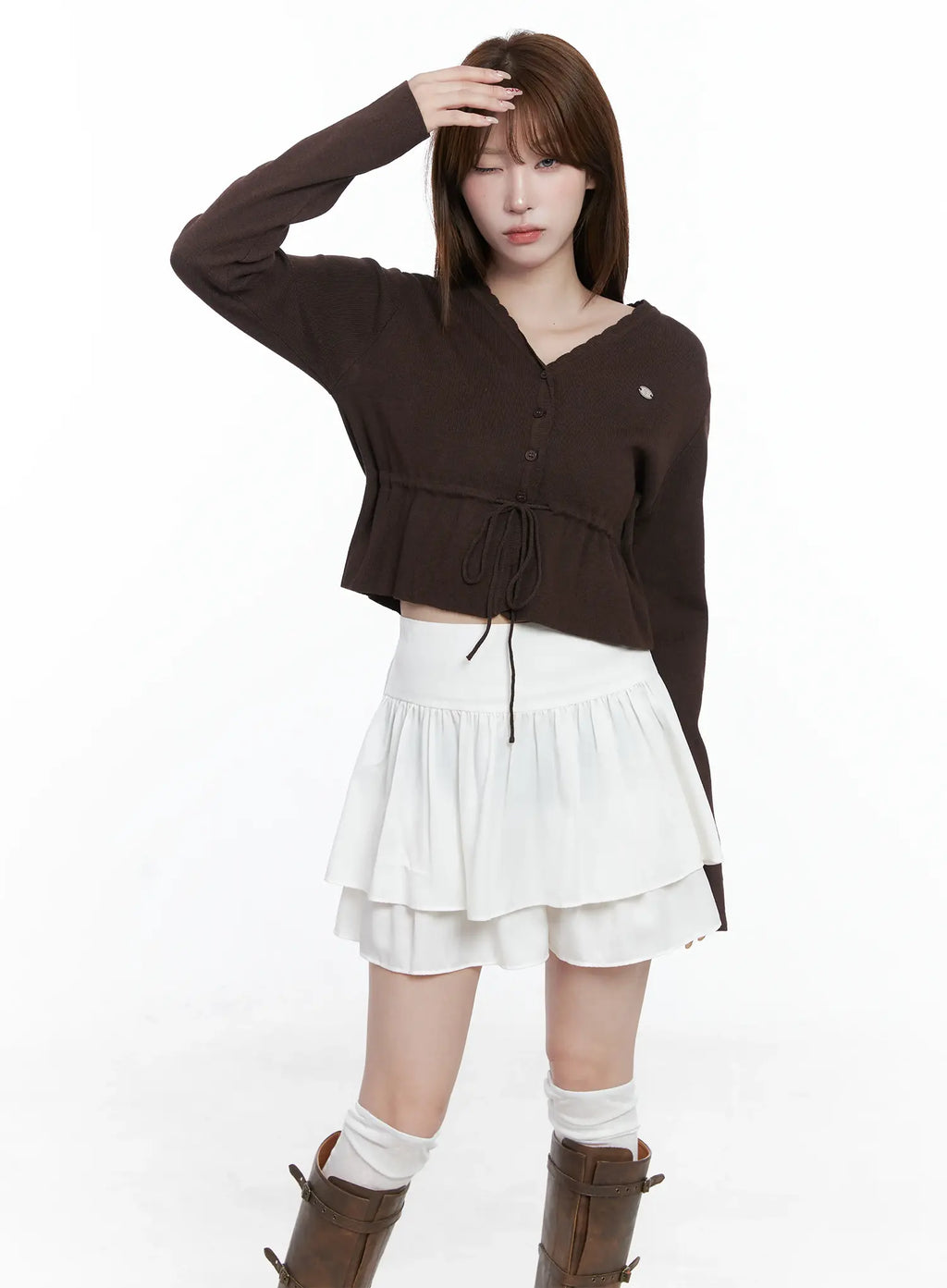 V-Neck Lace Strap Cardigan CS501