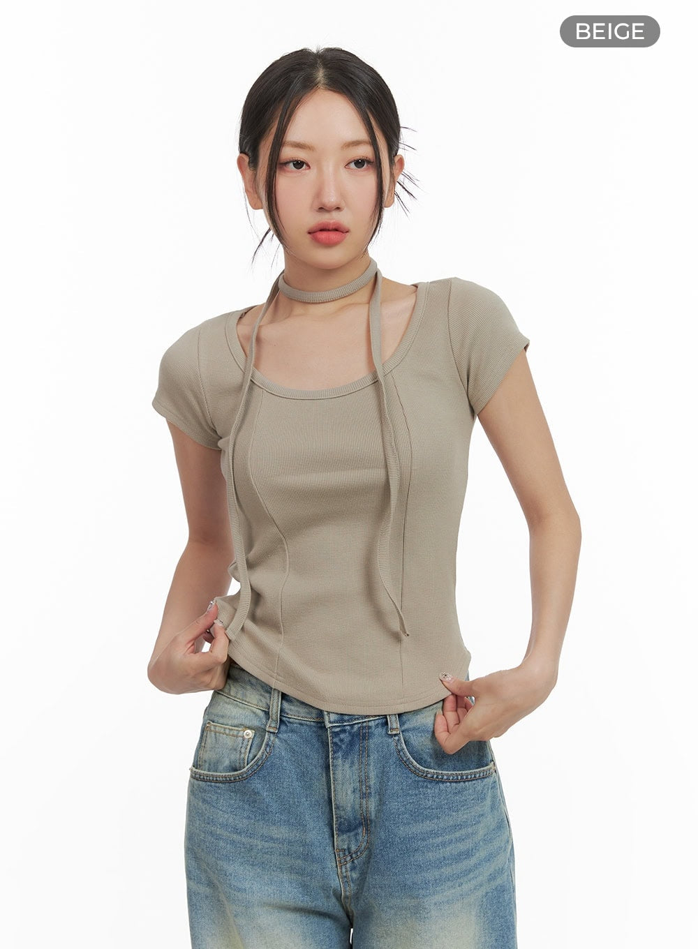 Slim Fit U Neck Top CY423
