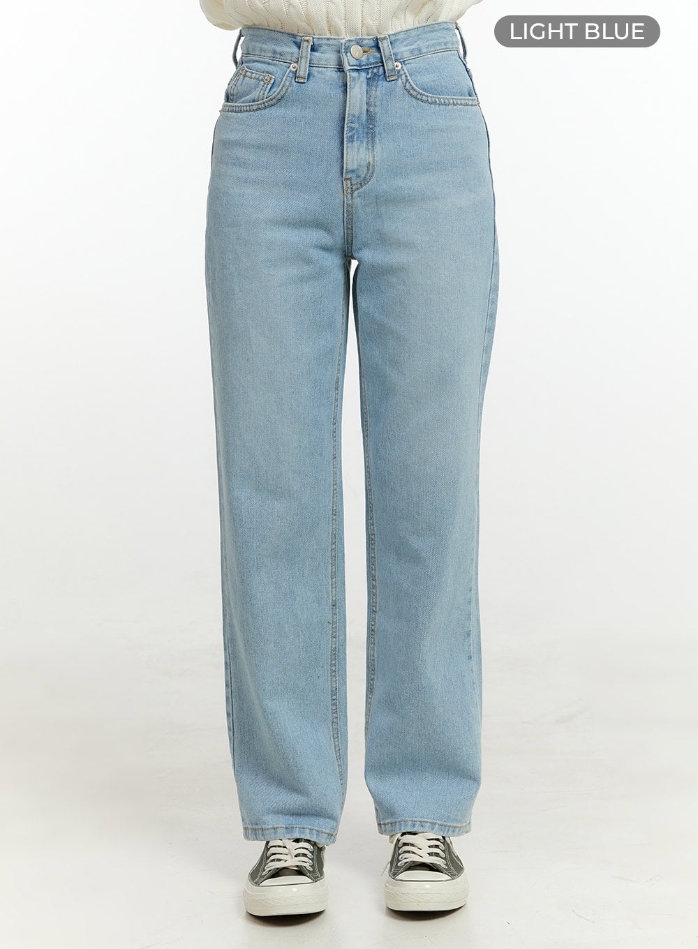 Light Washed Straight Jeans OL423