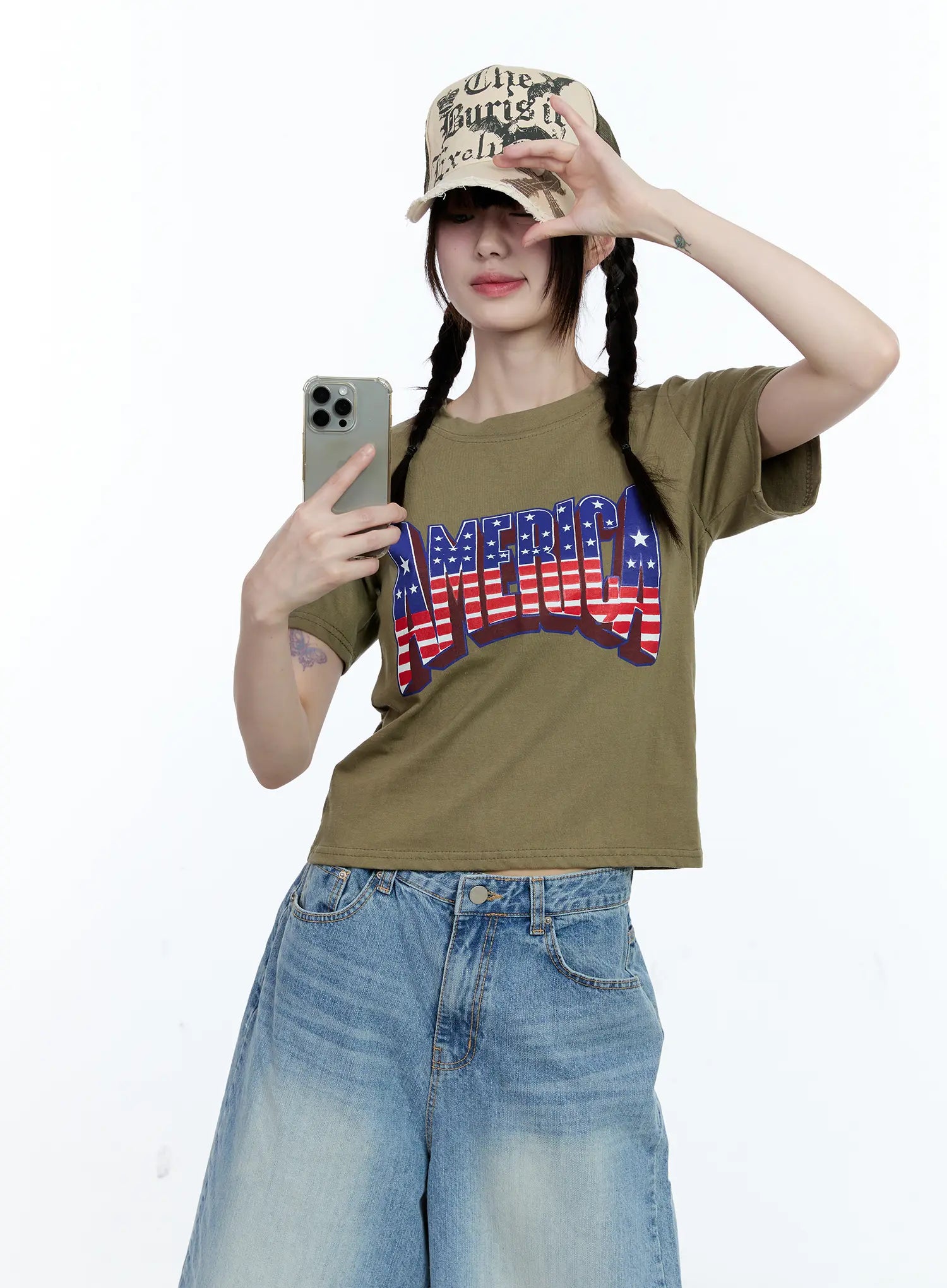 Patriotic Graphic Cropped Top CG507