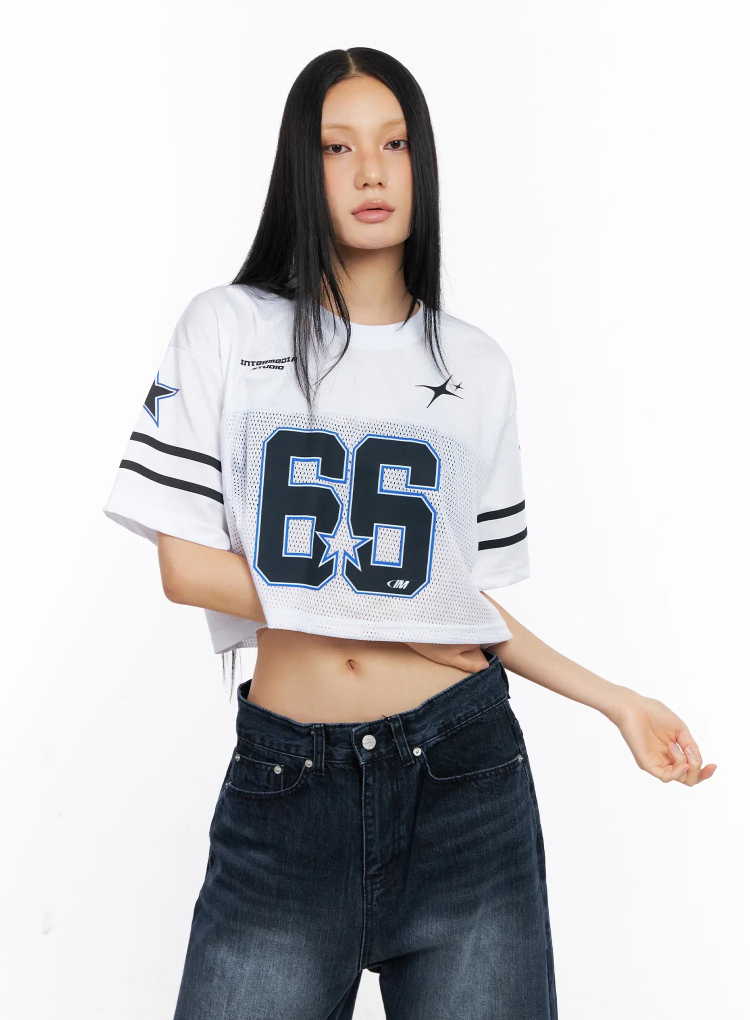 Graphic Mesh Cropped Jersey CL530