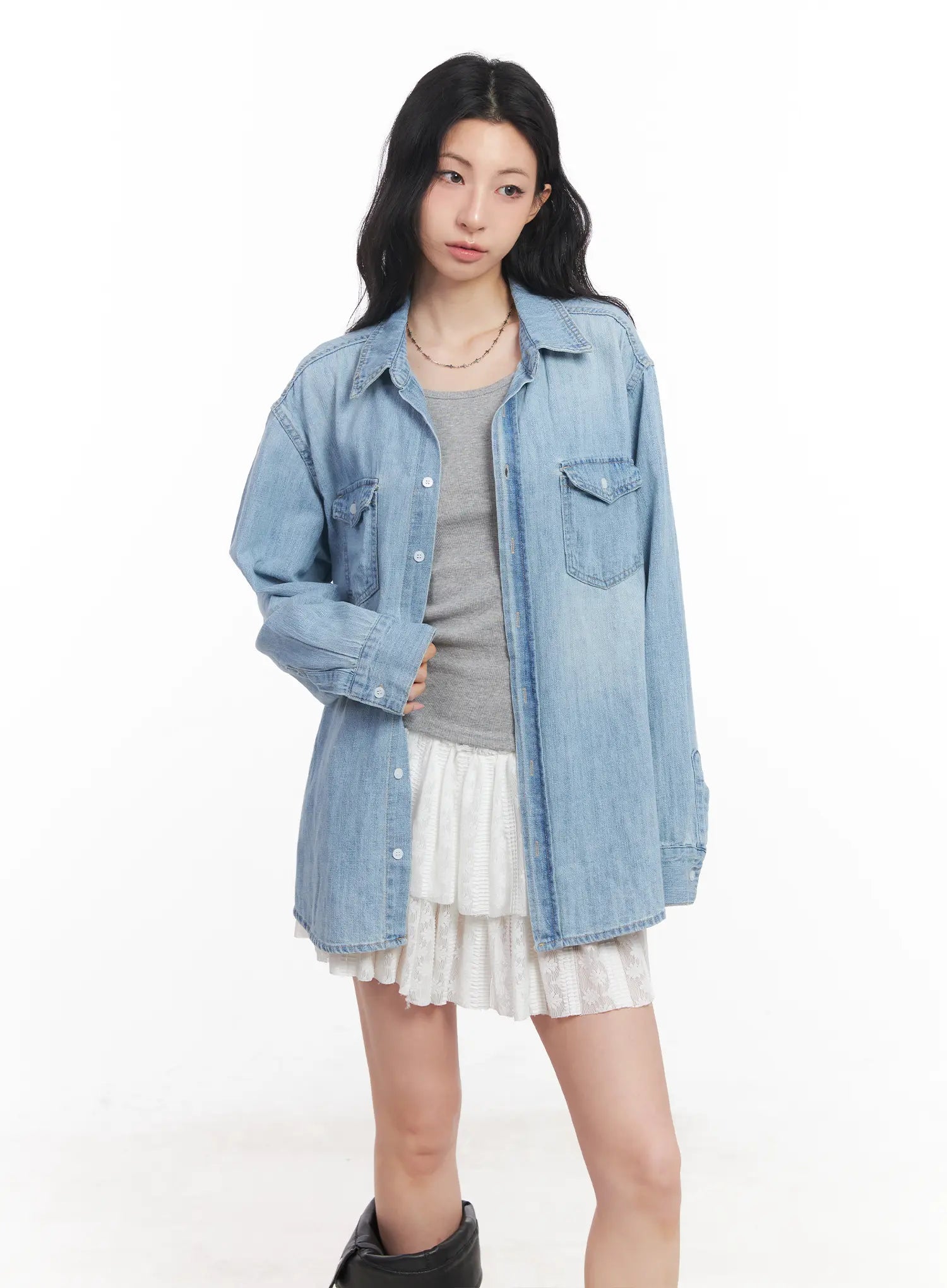 Loose-Fit Denim Collared Shirt CU510