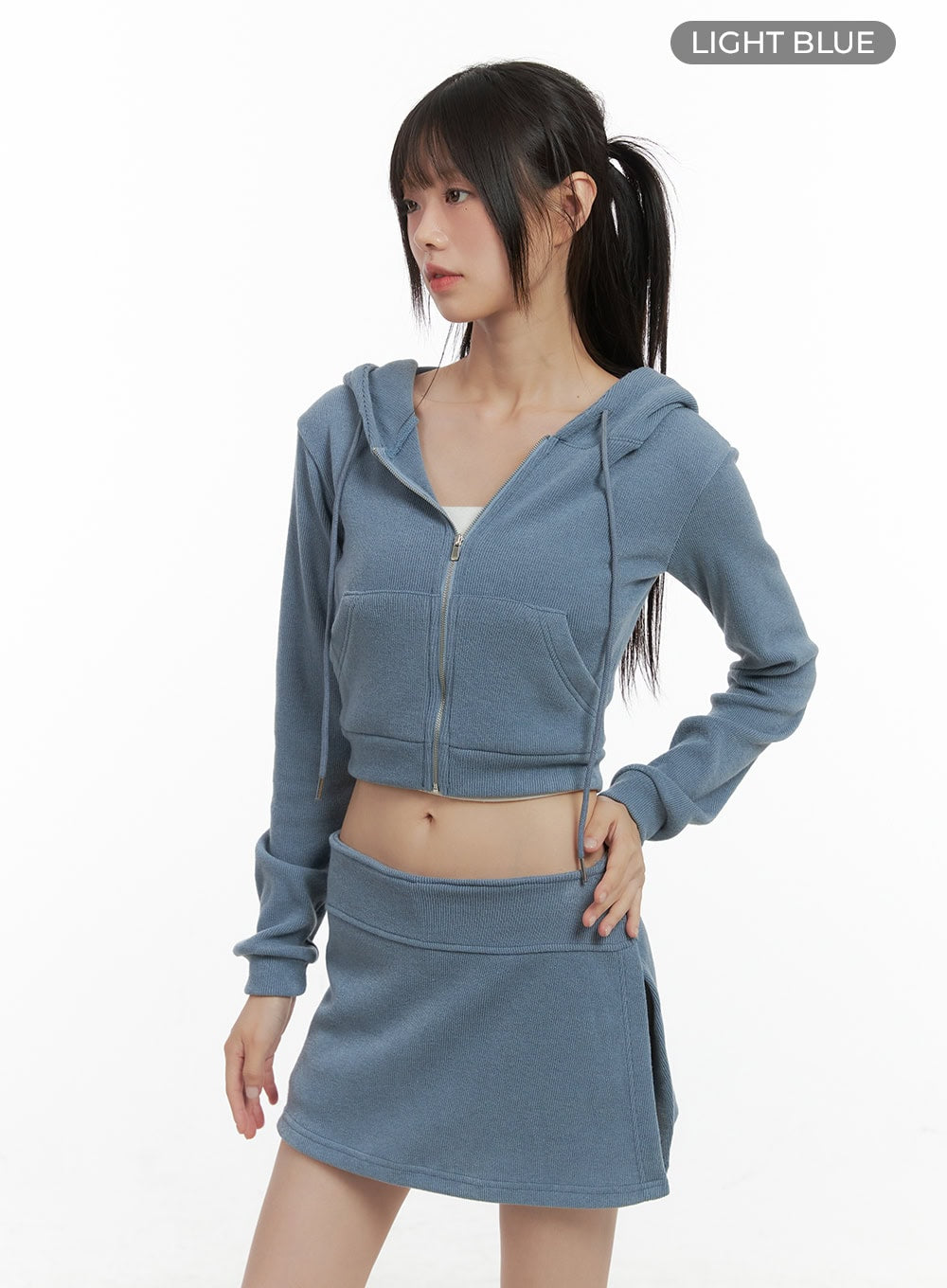 Zippered Hooded Crop Top CS410